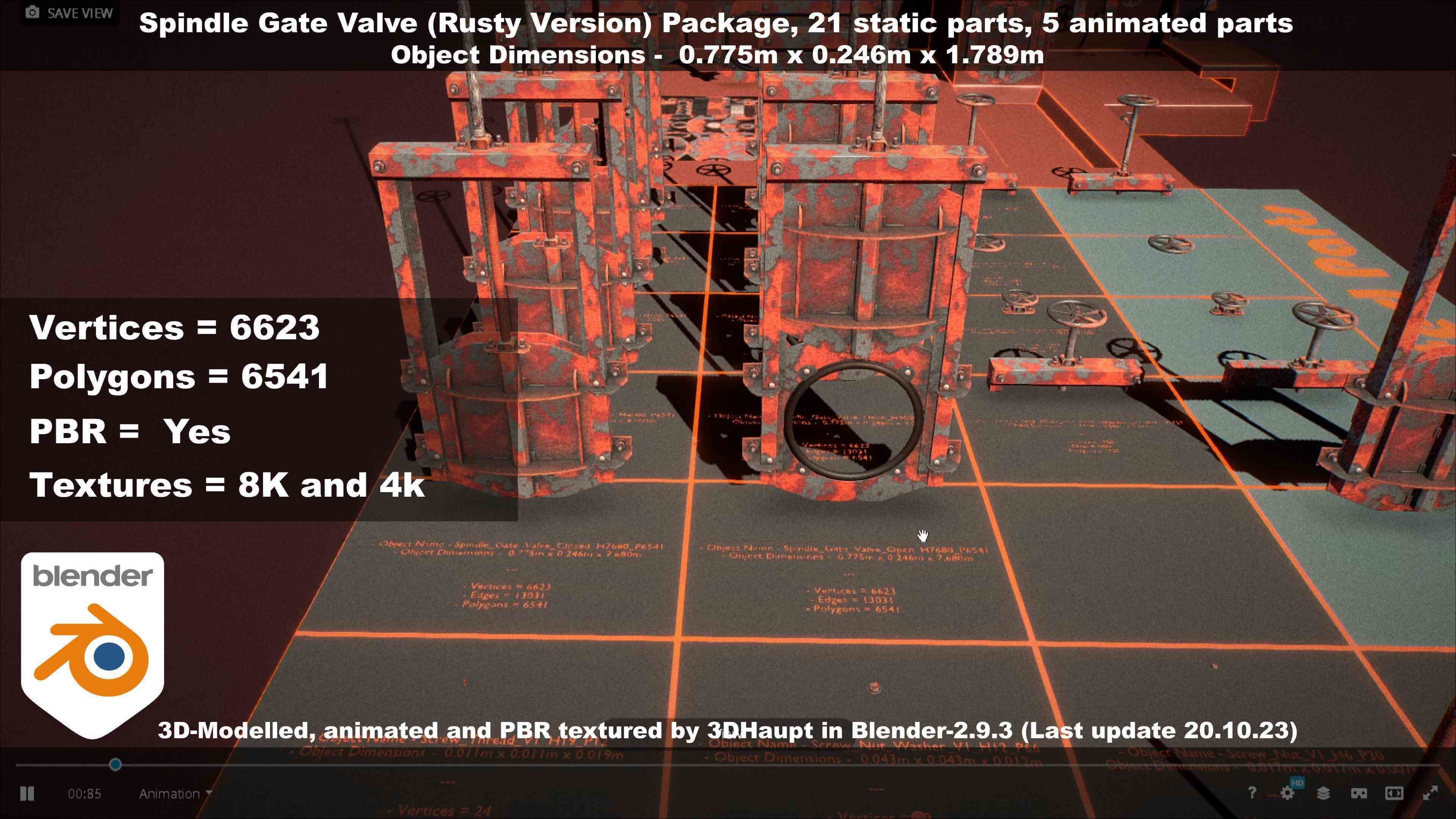 Spindle Gate Valve - Rusty Version - Package Low-poly 3D model_136