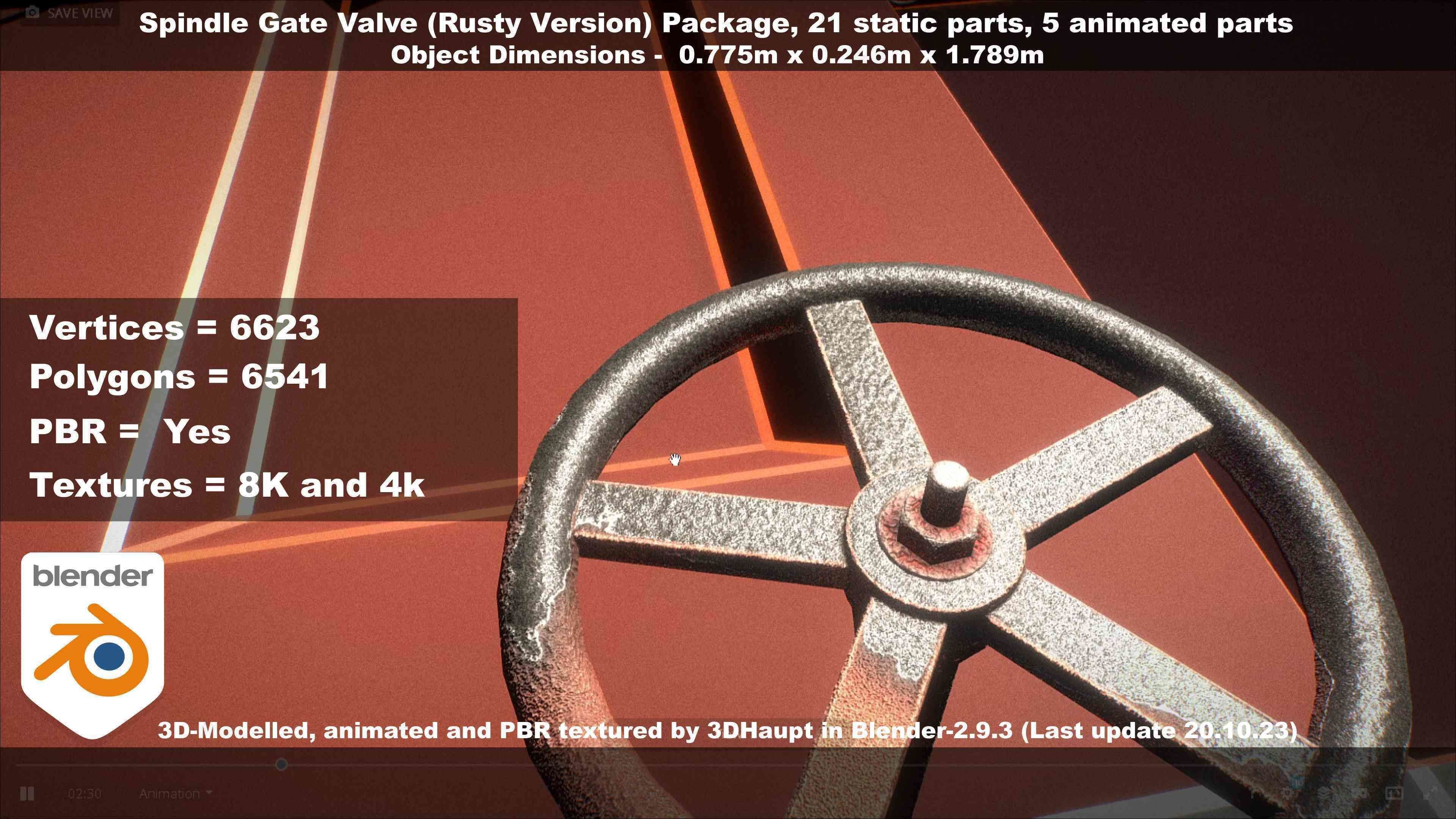 Spindle Gate Valve - Rusty Version - Package Low-poly 3D model_66