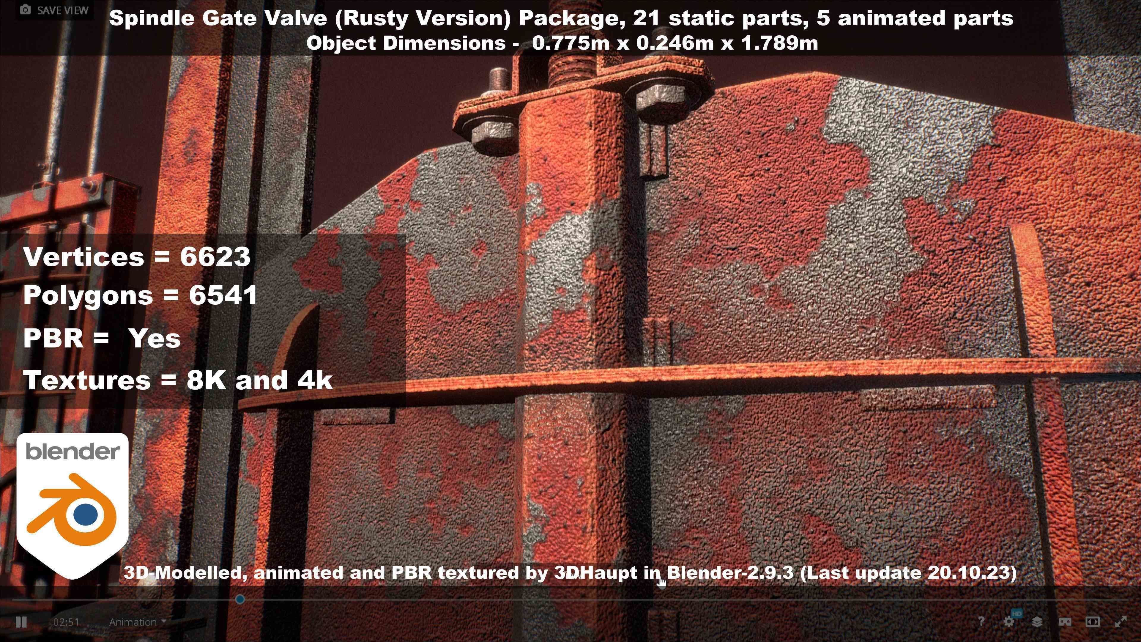Spindle Gate Valve - Rusty Version - Package Low-poly 3D model_88