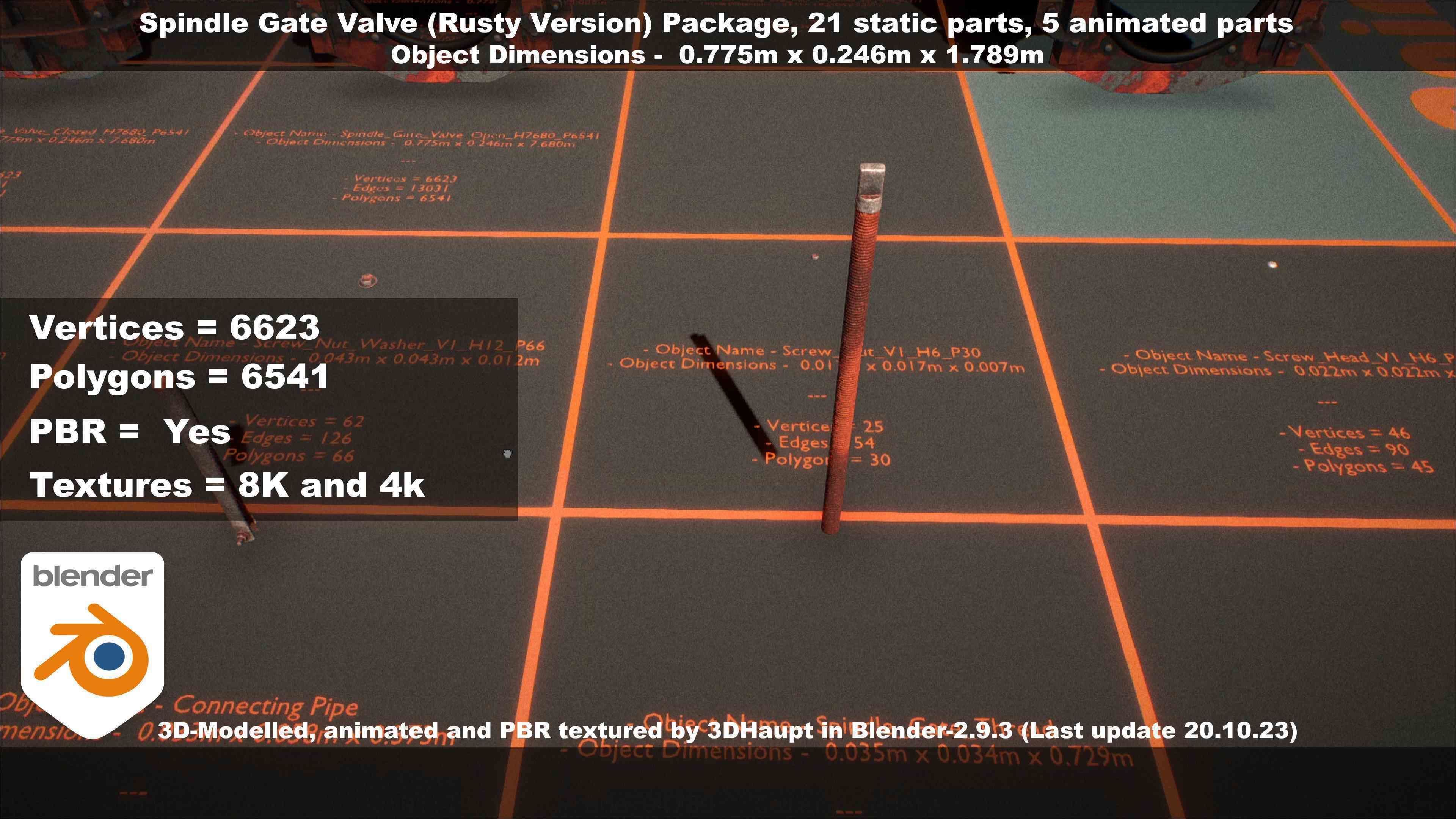 Spindle Gate Valve - Rusty Version - Package Low-poly 3D model_98