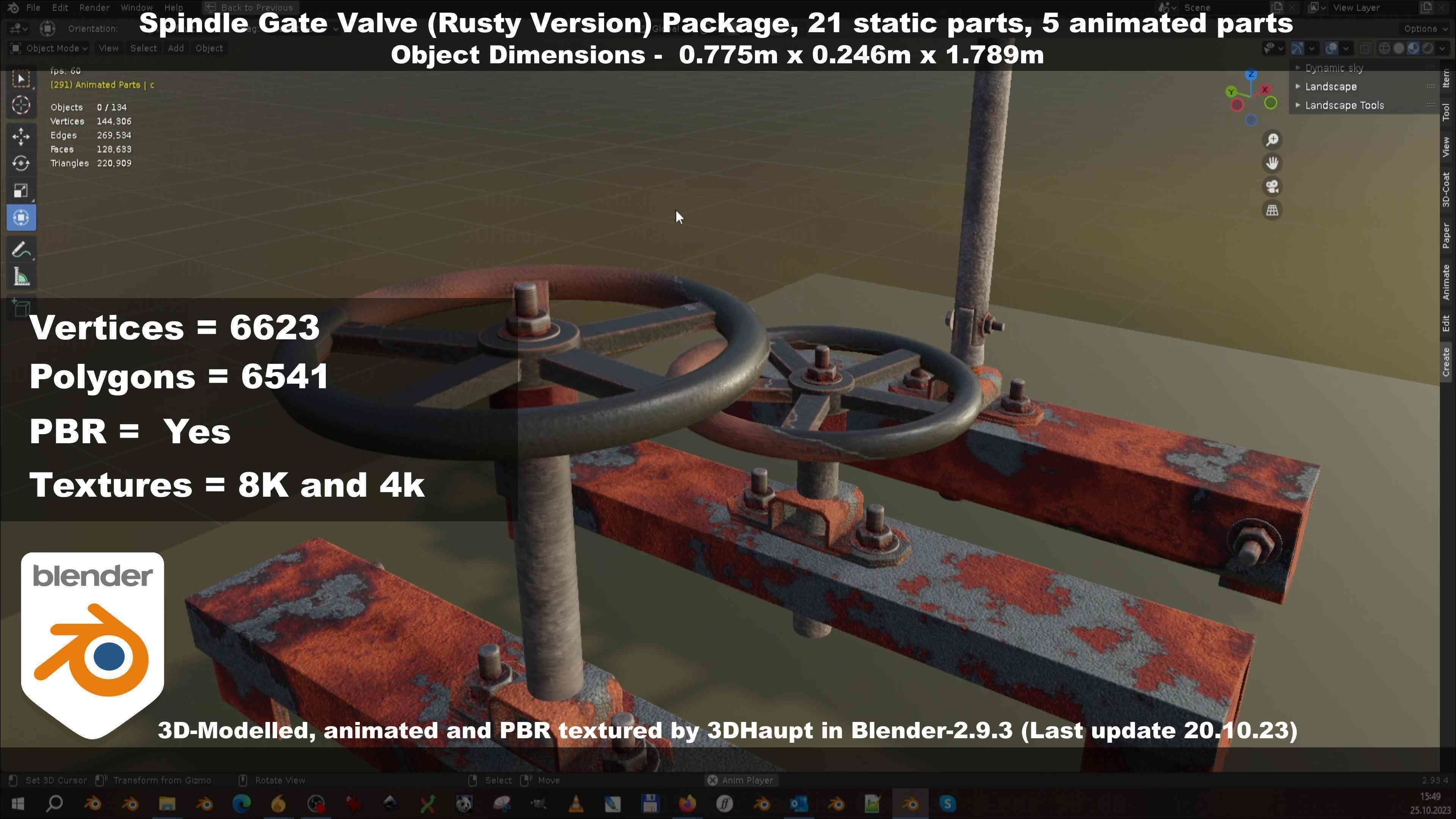 Spindle Gate Valve - Rusty Version - Package Low-poly 3D model_130