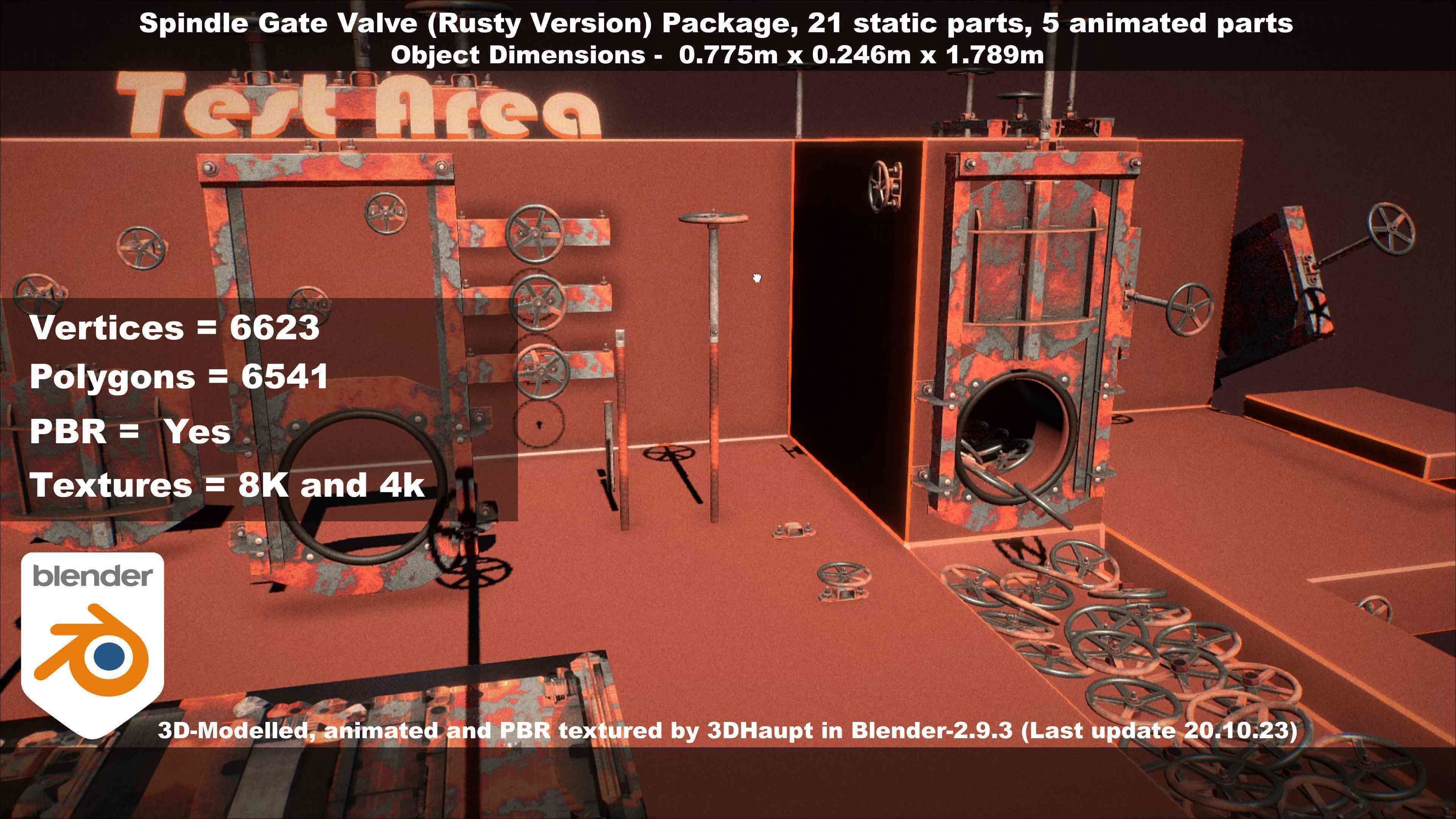 Spindle Gate Valve - Rusty Version - Package Low-poly 3D model_121