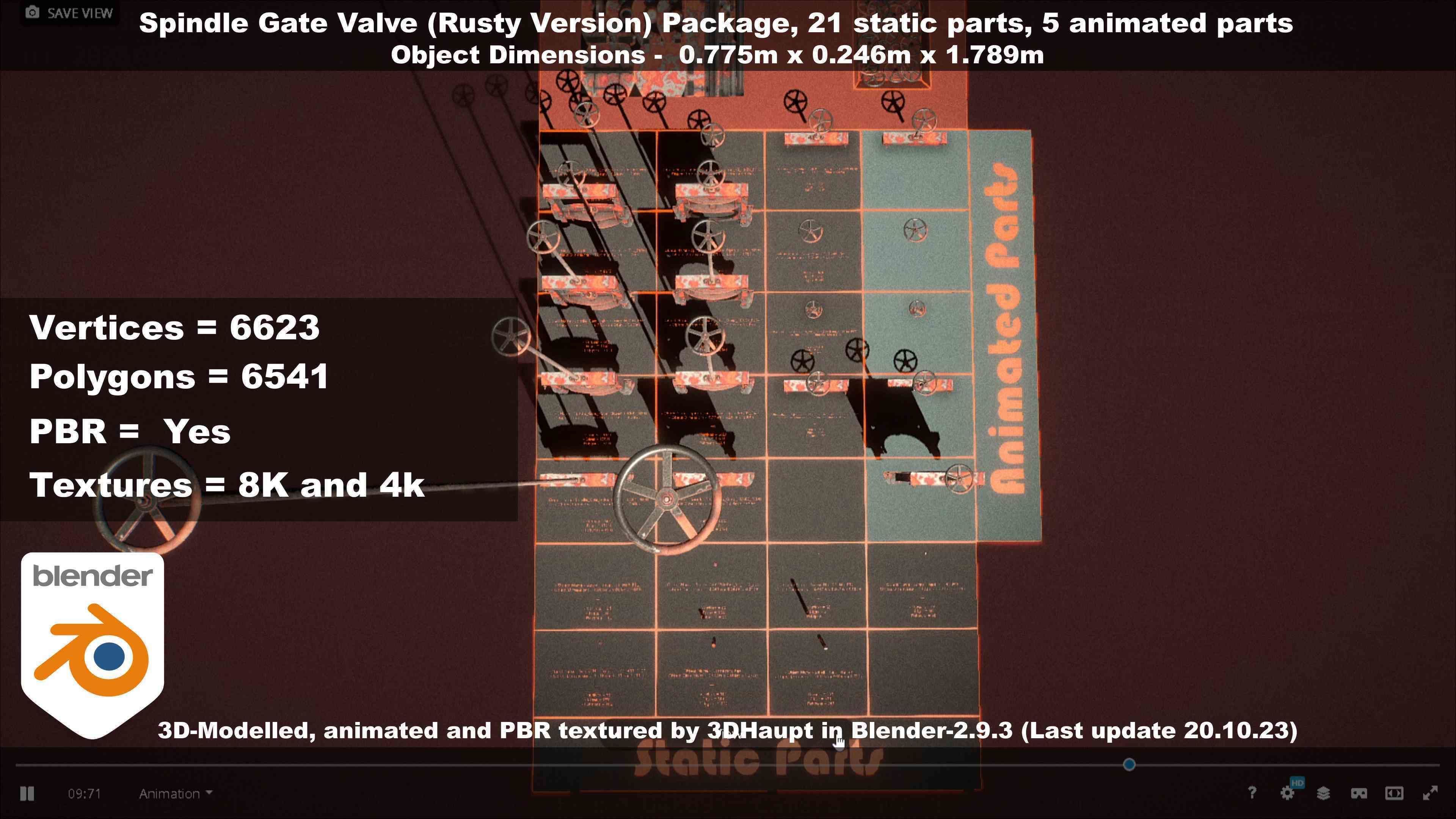 Spindle Gate Valve - Rusty Version - Package Low-poly 3D model_135