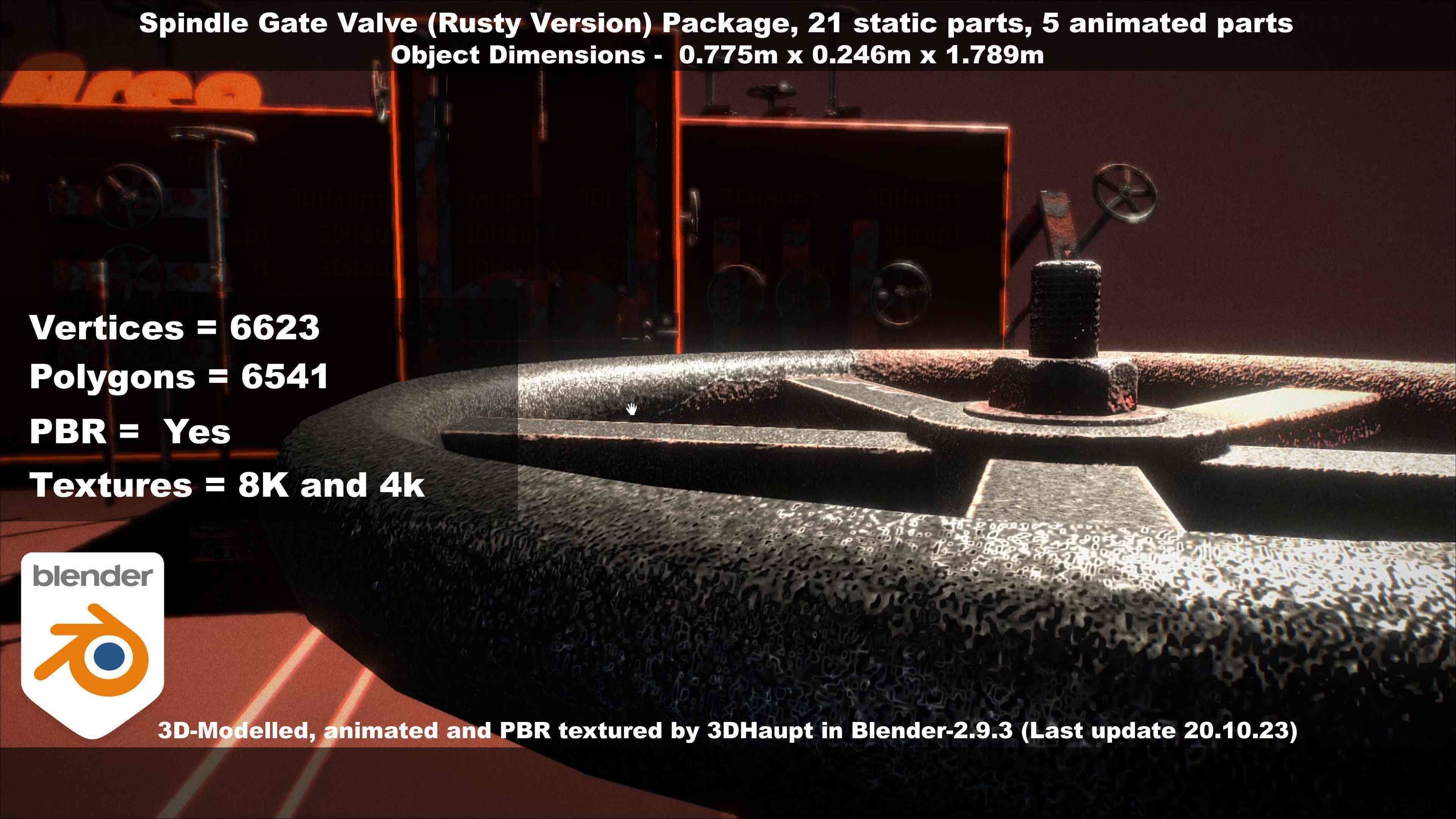 Spindle Gate Valve - Rusty Version - Package Low-poly 3D model_64