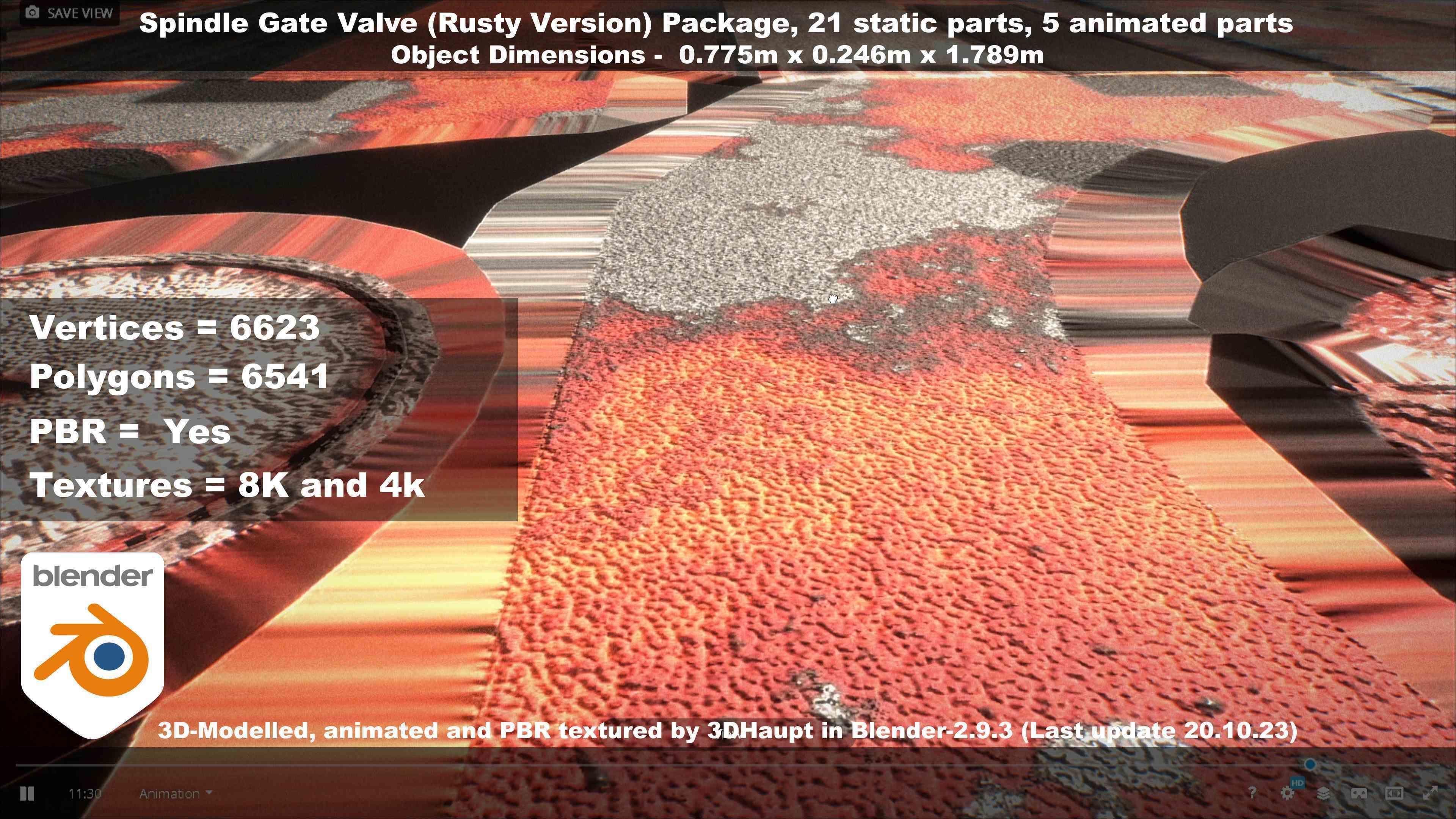 Spindle Gate Valve - Rusty Version - Package Low-poly 3D model_115