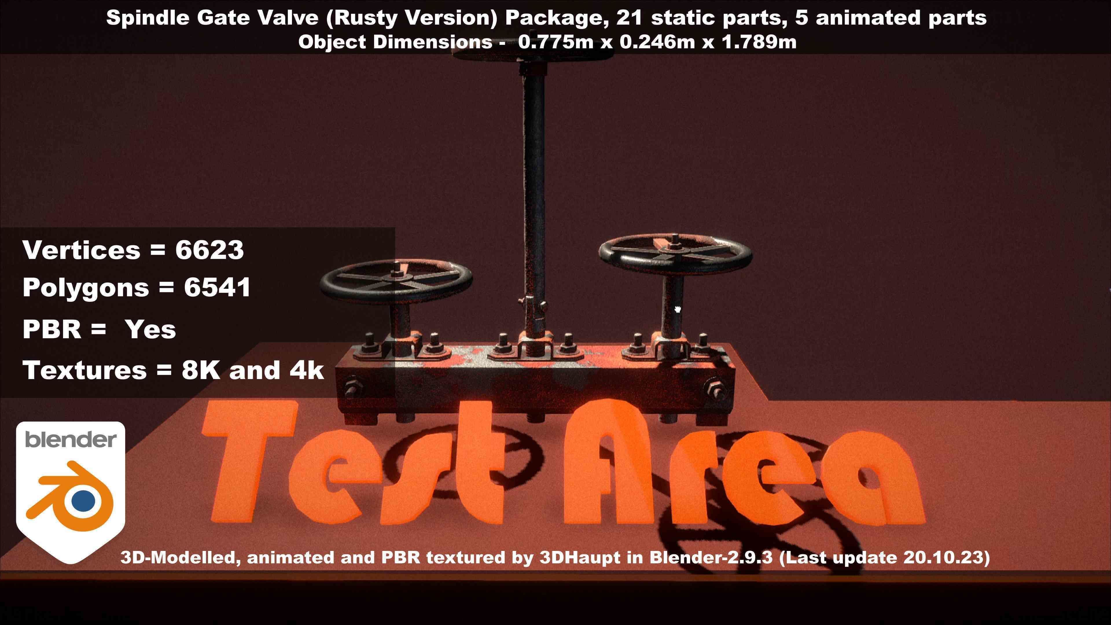 Spindle Gate Valve - Rusty Version - Package Low-poly 3D model_89