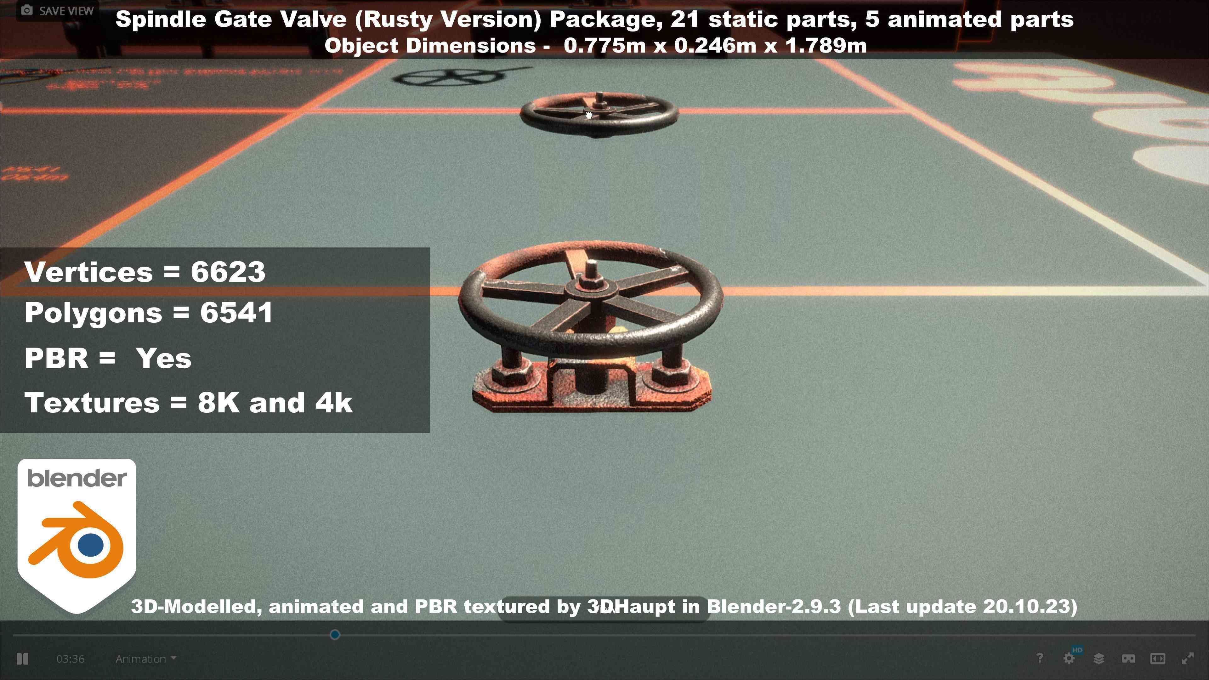 Spindle Gate Valve - Rusty Version - Package Low-poly 3D model_111