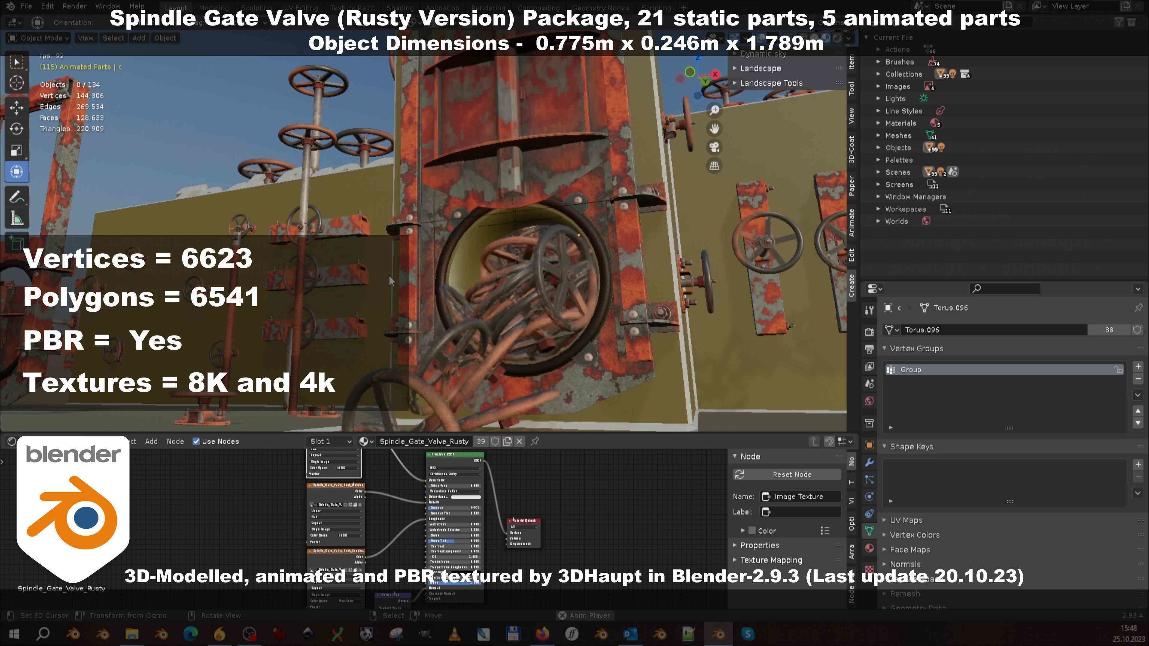 Spindle Gate Valve - Rusty Version - Package Low-poly 3D model_75
