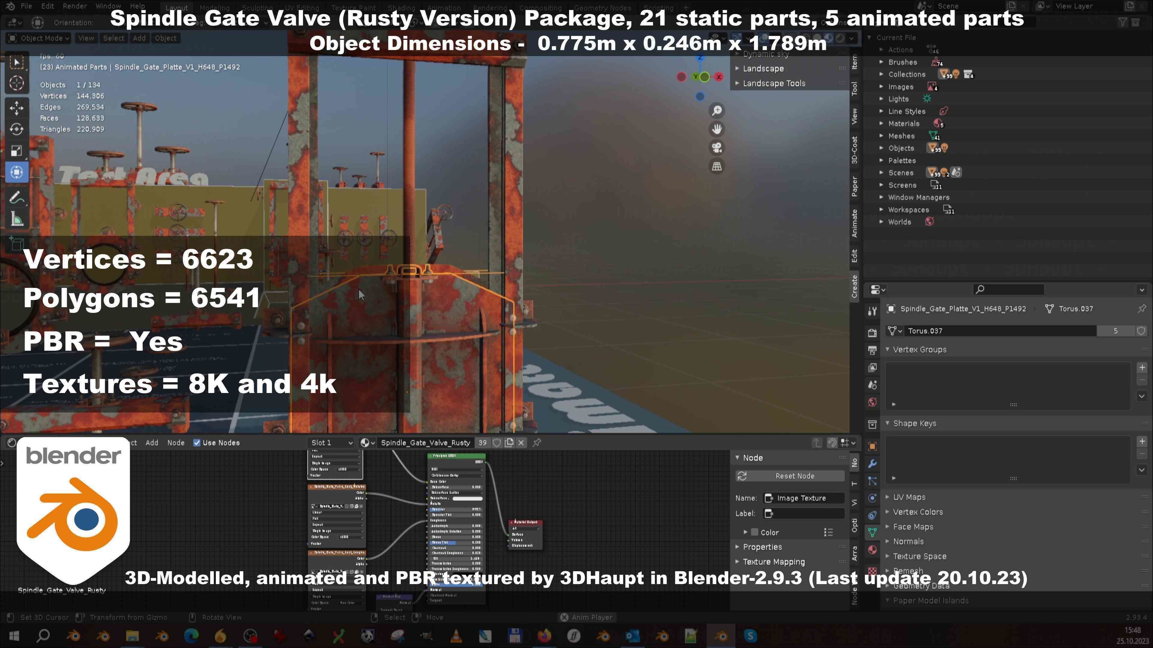 Spindle Gate Valve - Rusty Version - Package Low-poly 3D model_123