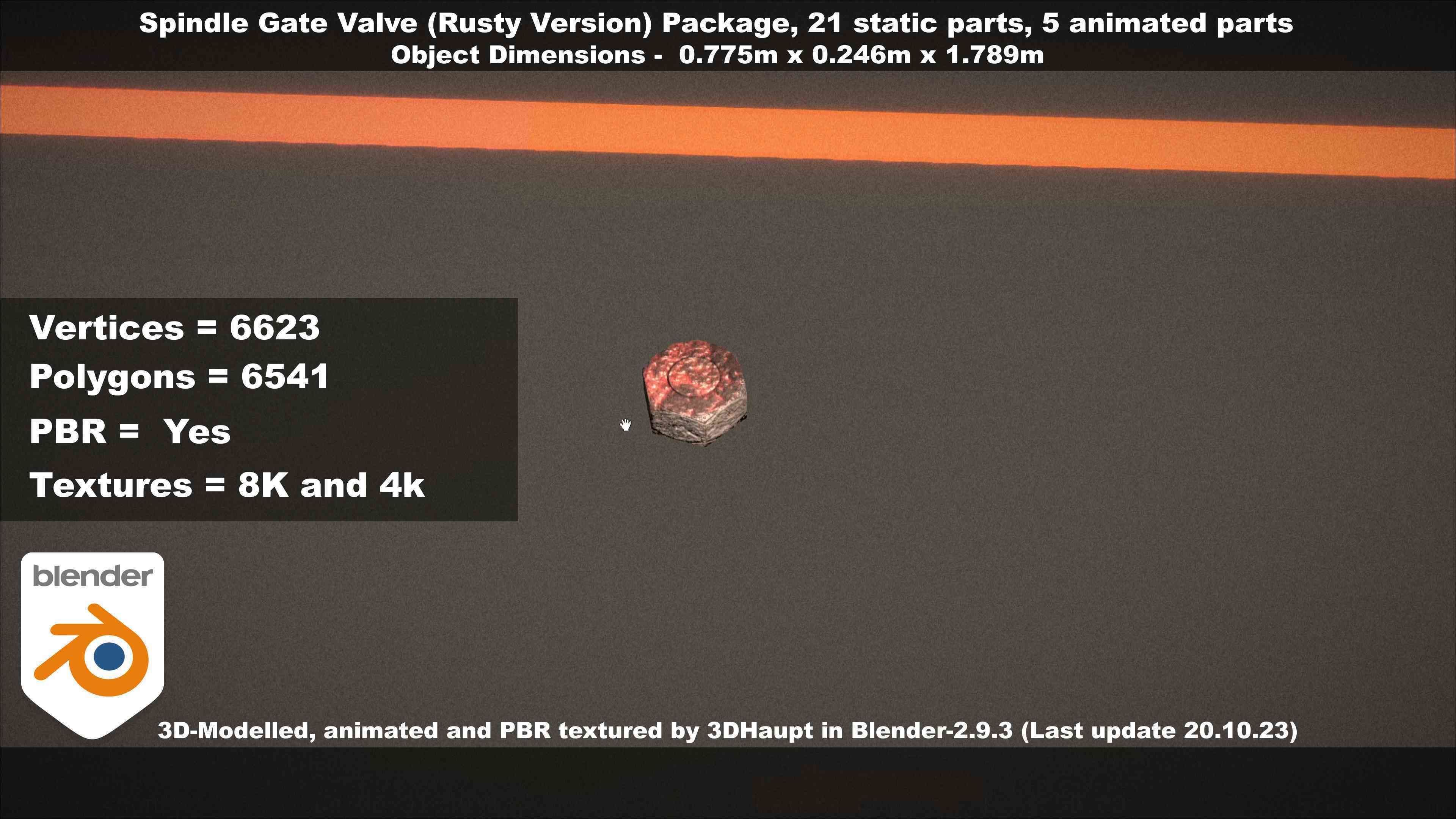 Spindle Gate Valve - Rusty Version - Package Low-poly 3D model_93