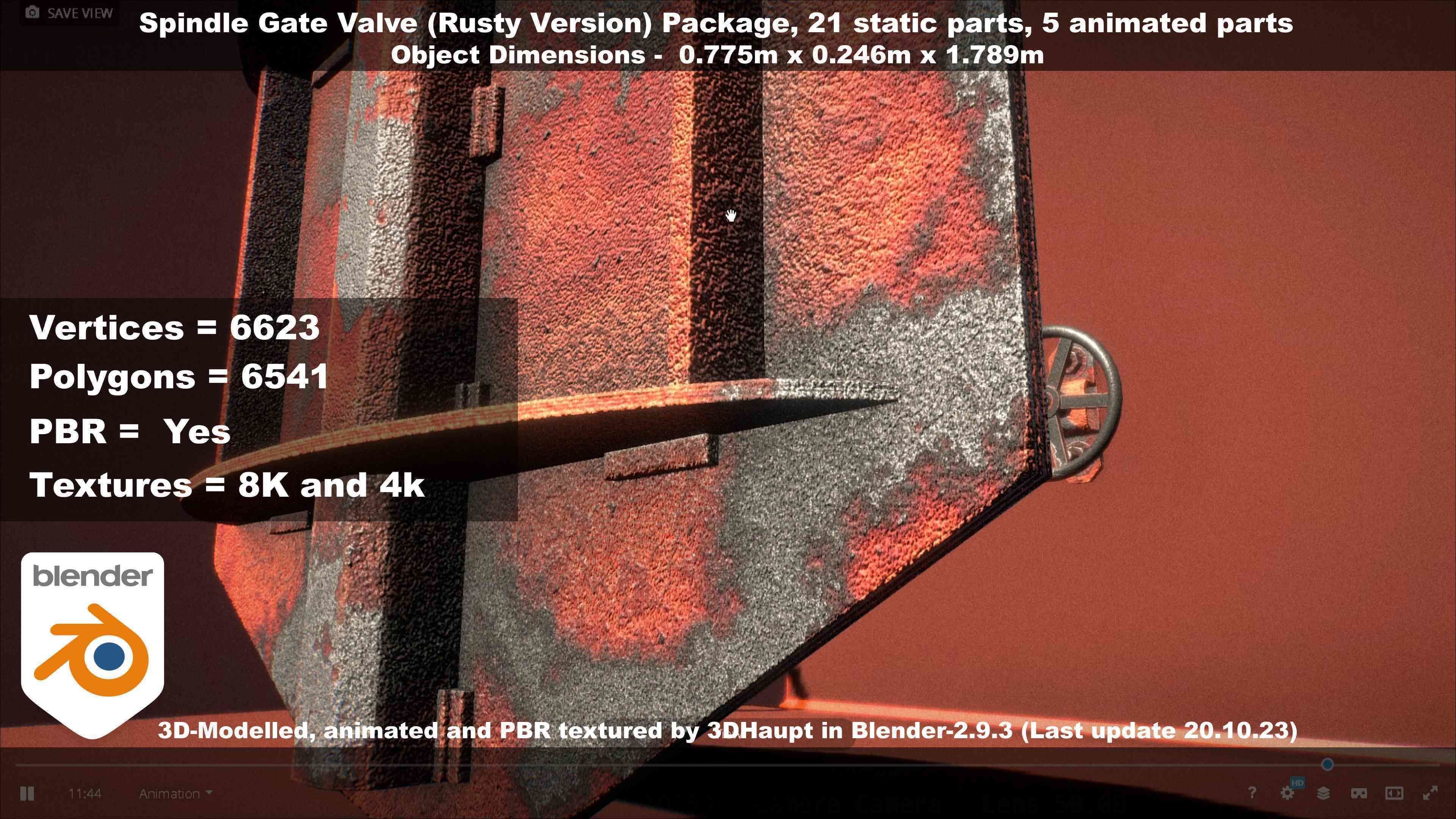 Spindle Gate Valve - Rusty Version - Package Low-poly 3D model_119
