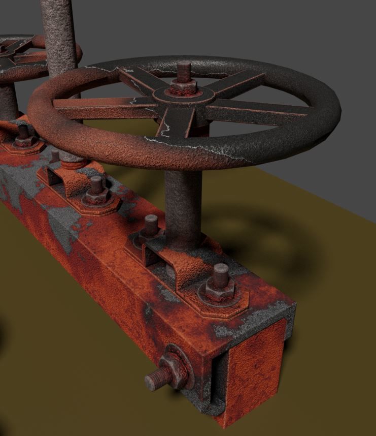 Spindle Gate Valve - Rusty Version - Package Low-poly 3D model_21