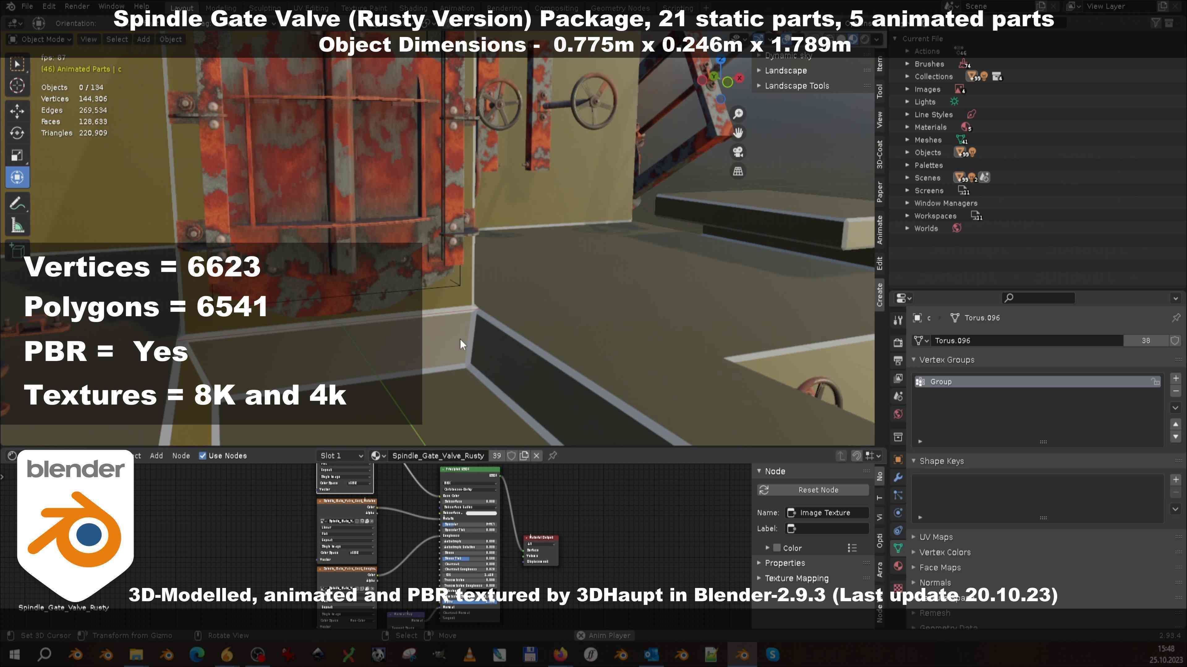Spindle Gate Valve - Rusty Version - Package Low-poly 3D model_126
