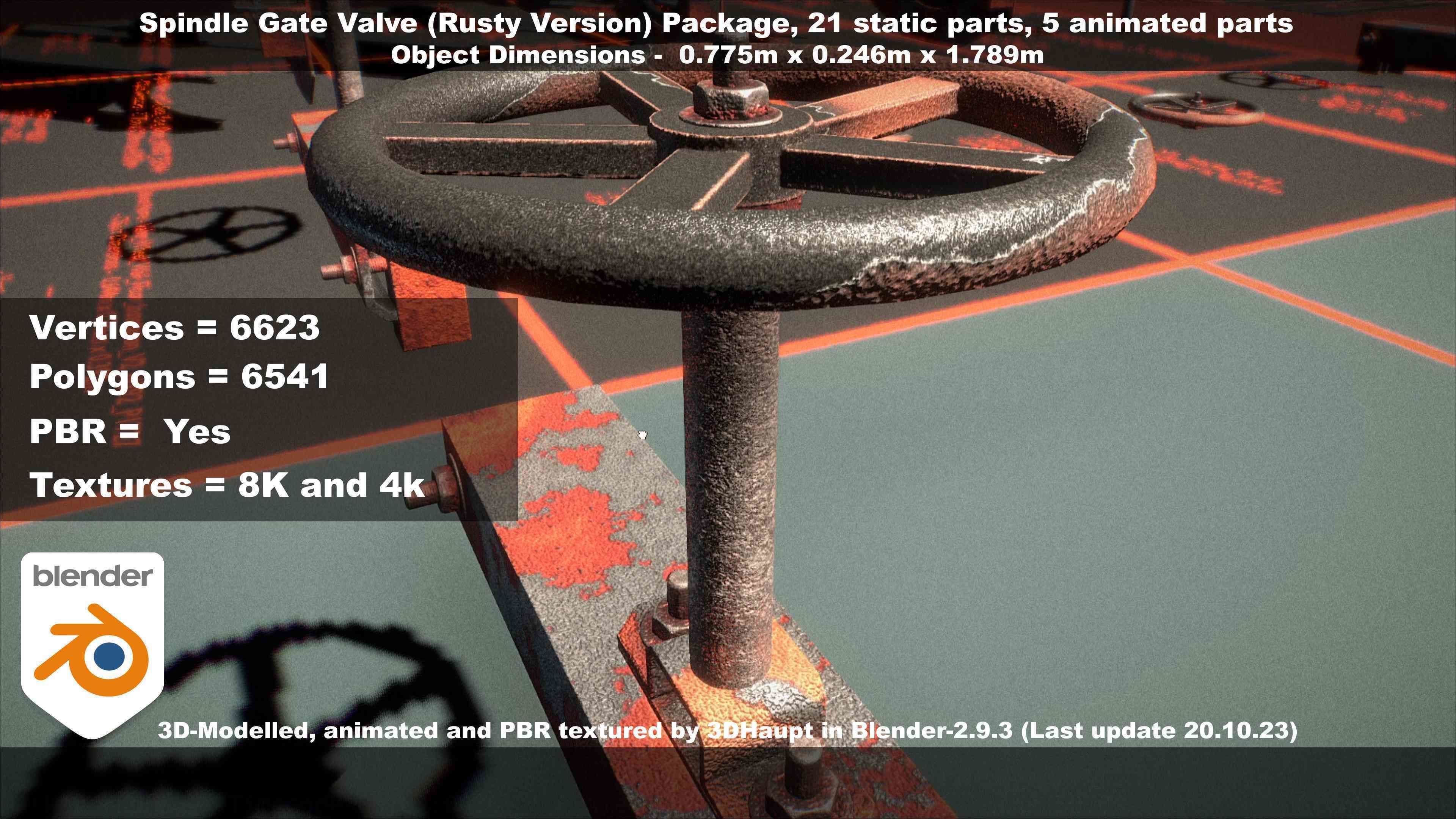 Spindle Gate Valve - Rusty Version - Package Low-poly 3D model_53
