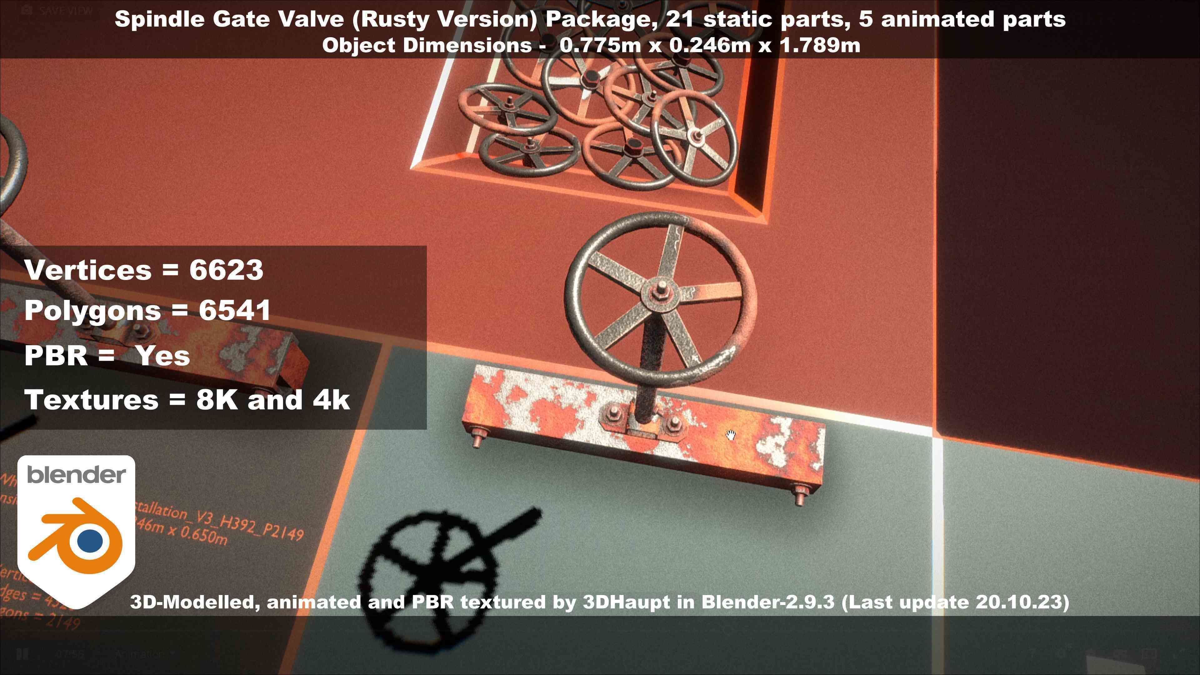 Spindle Gate Valve - Rusty Version - Package Low-poly 3D model_62