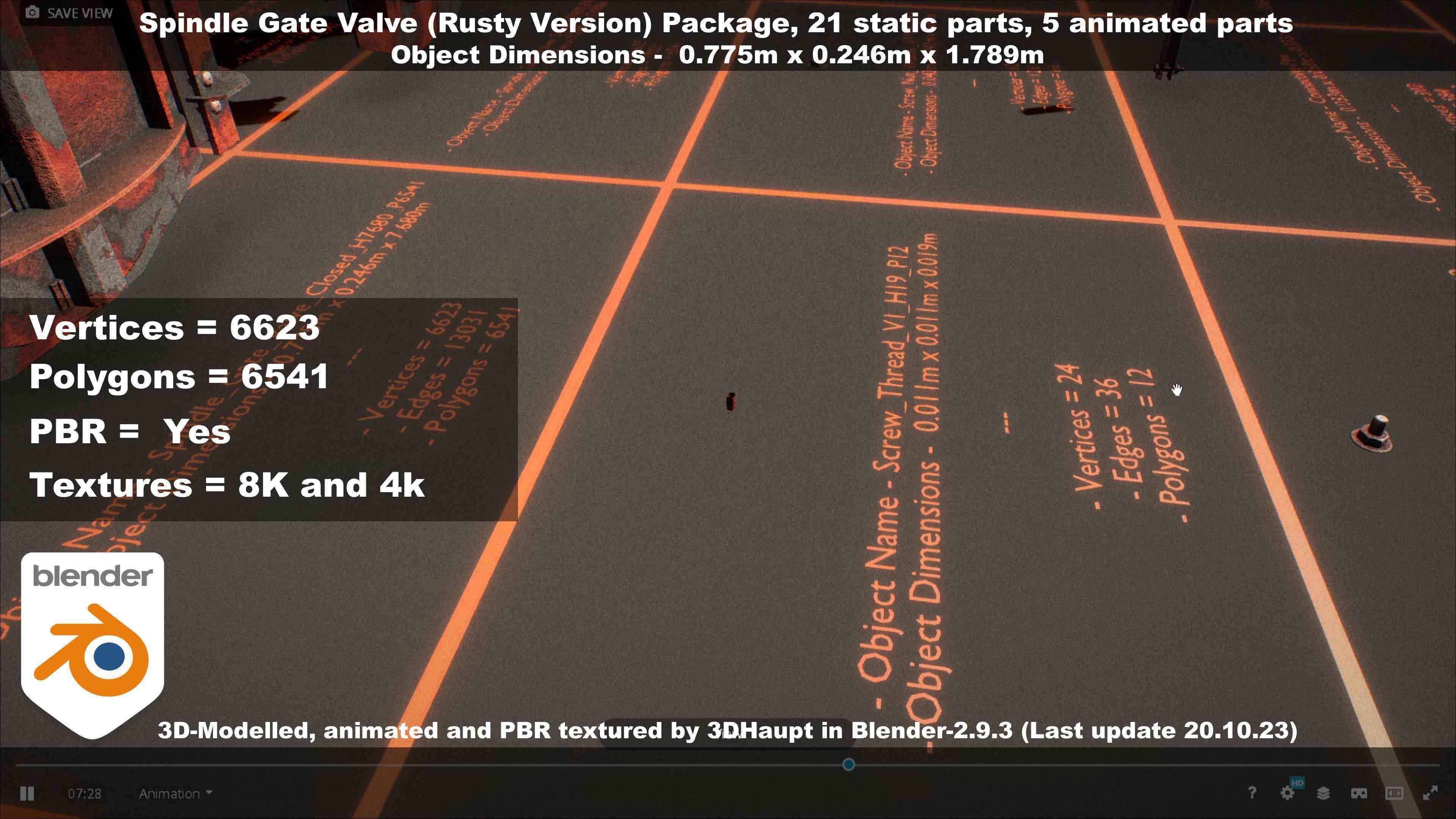 Spindle Gate Valve - Rusty Version - Package Low-poly 3D model_106