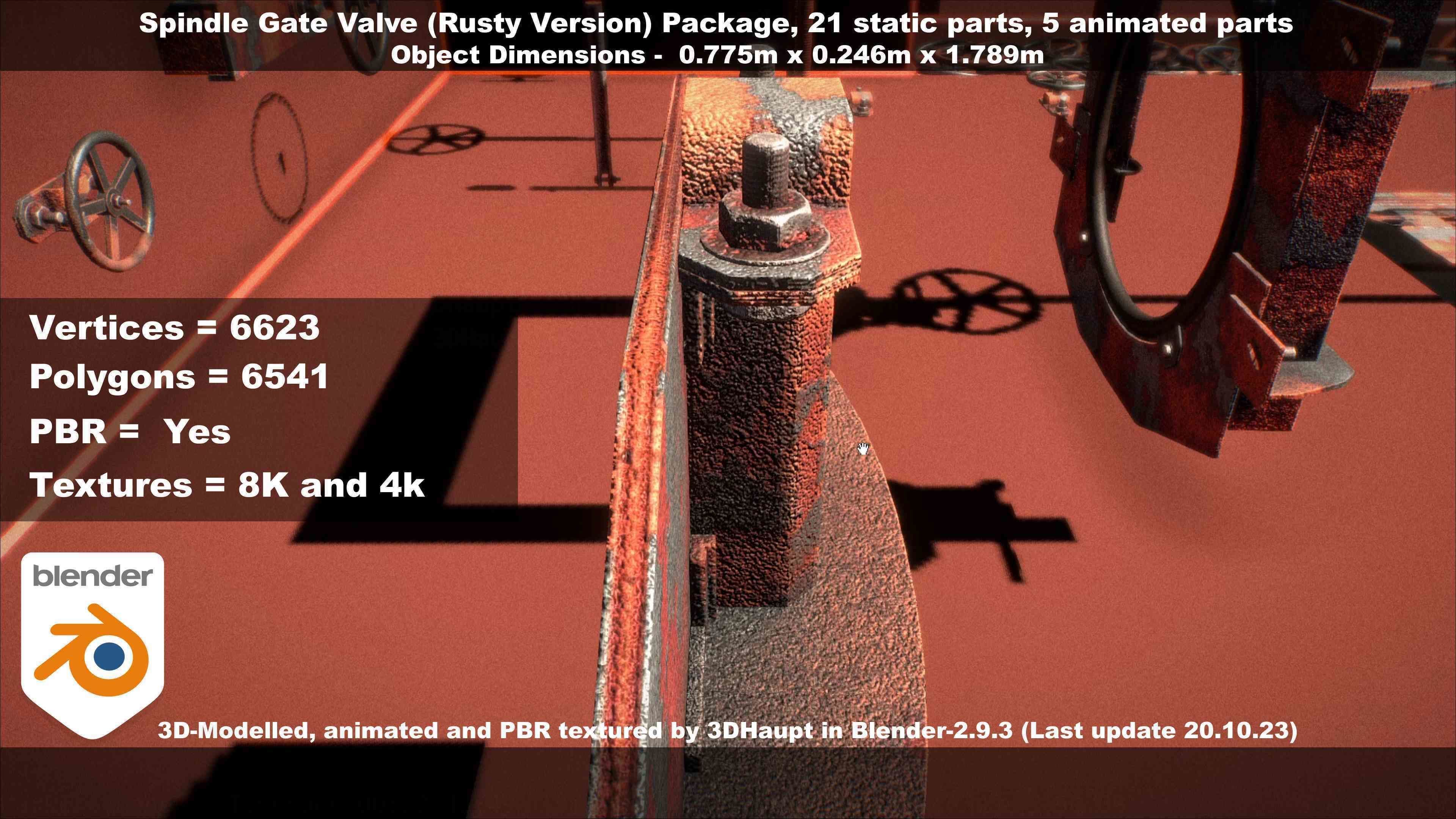 Spindle Gate Valve - Rusty Version - Package Low-poly 3D model_69