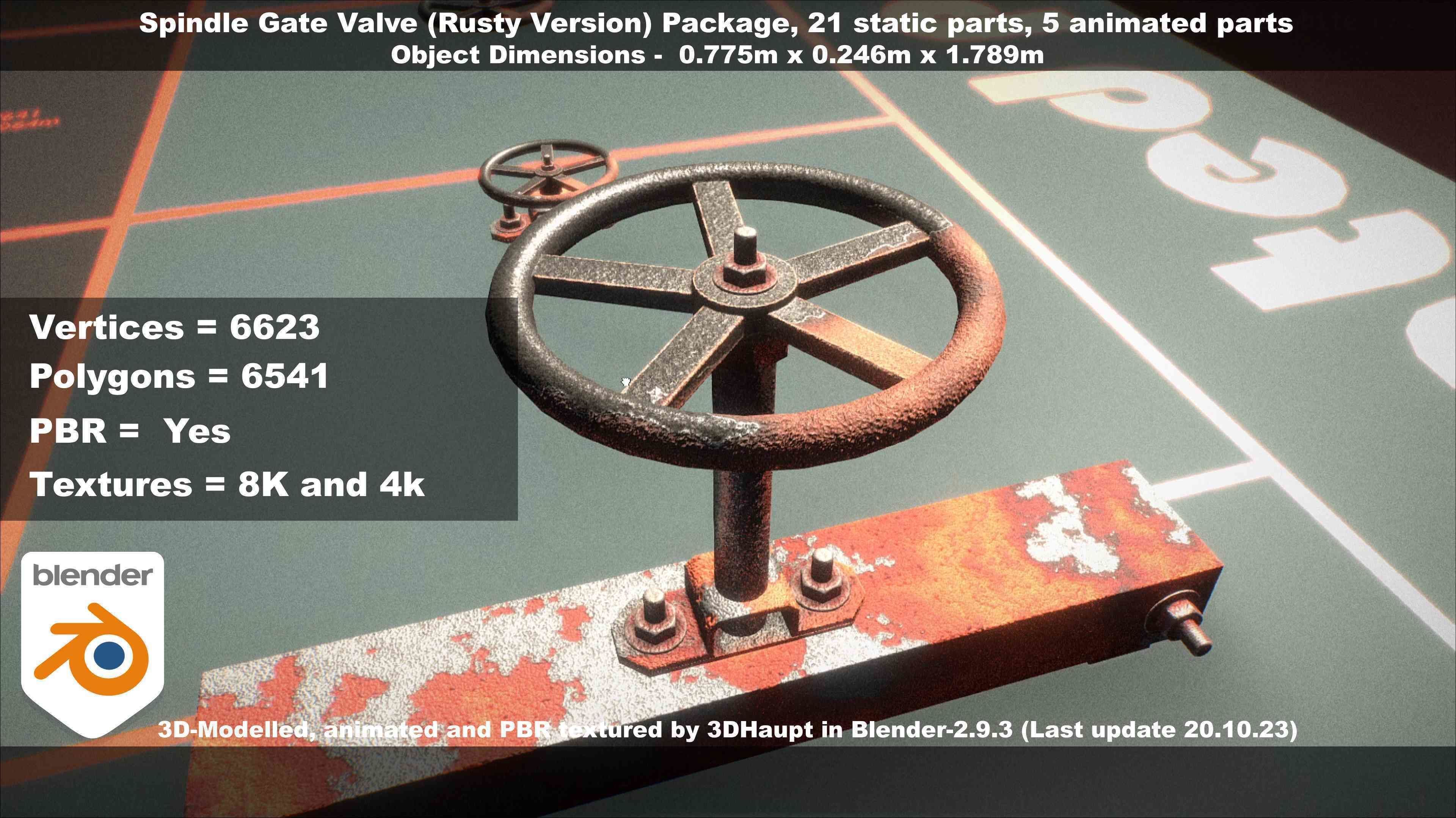 Spindle Gate Valve - Rusty Version - Package Low-poly 3D model_56