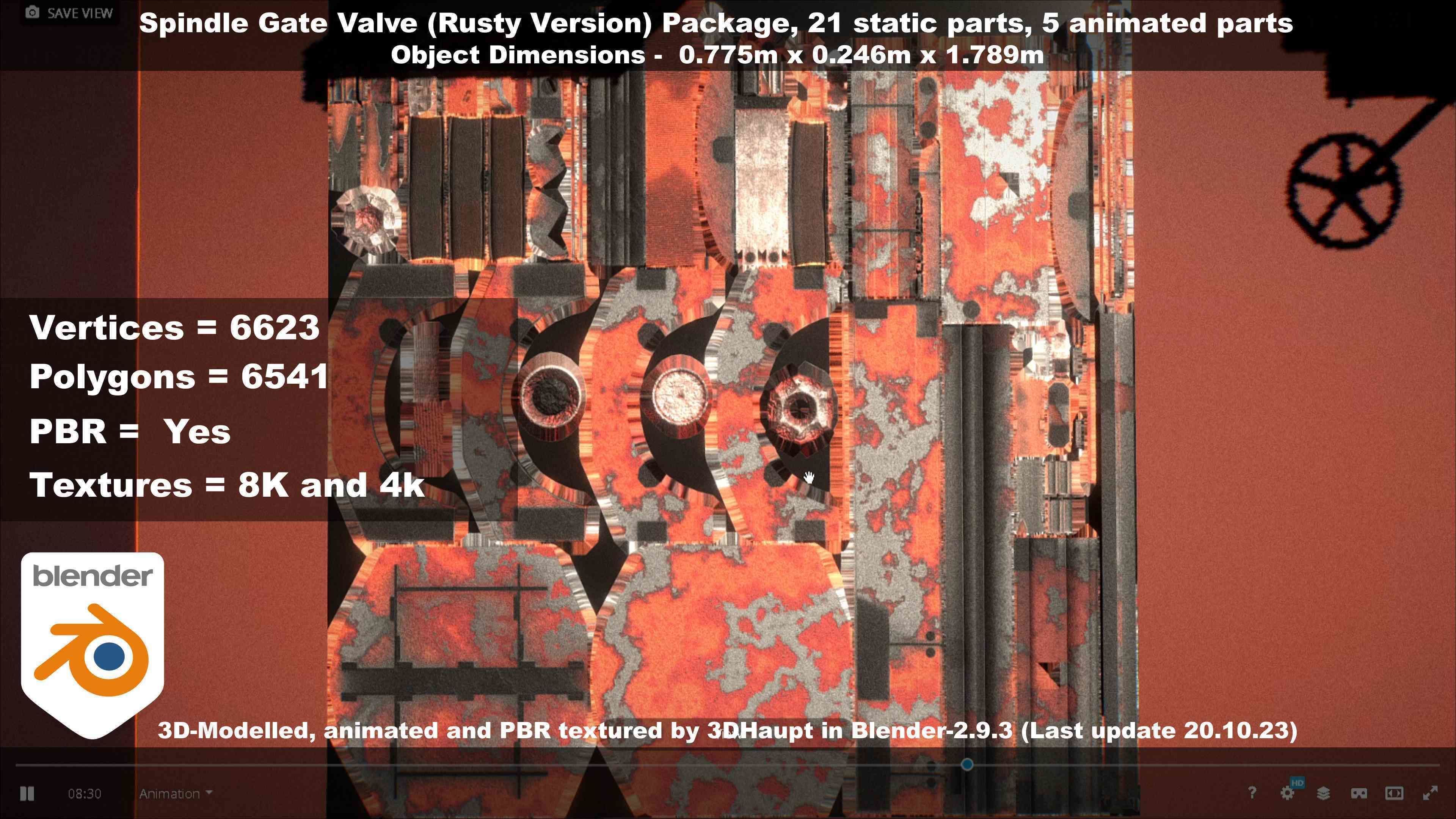 Spindle Gate Valve - Rusty Version - Package Low-poly 3D model_67