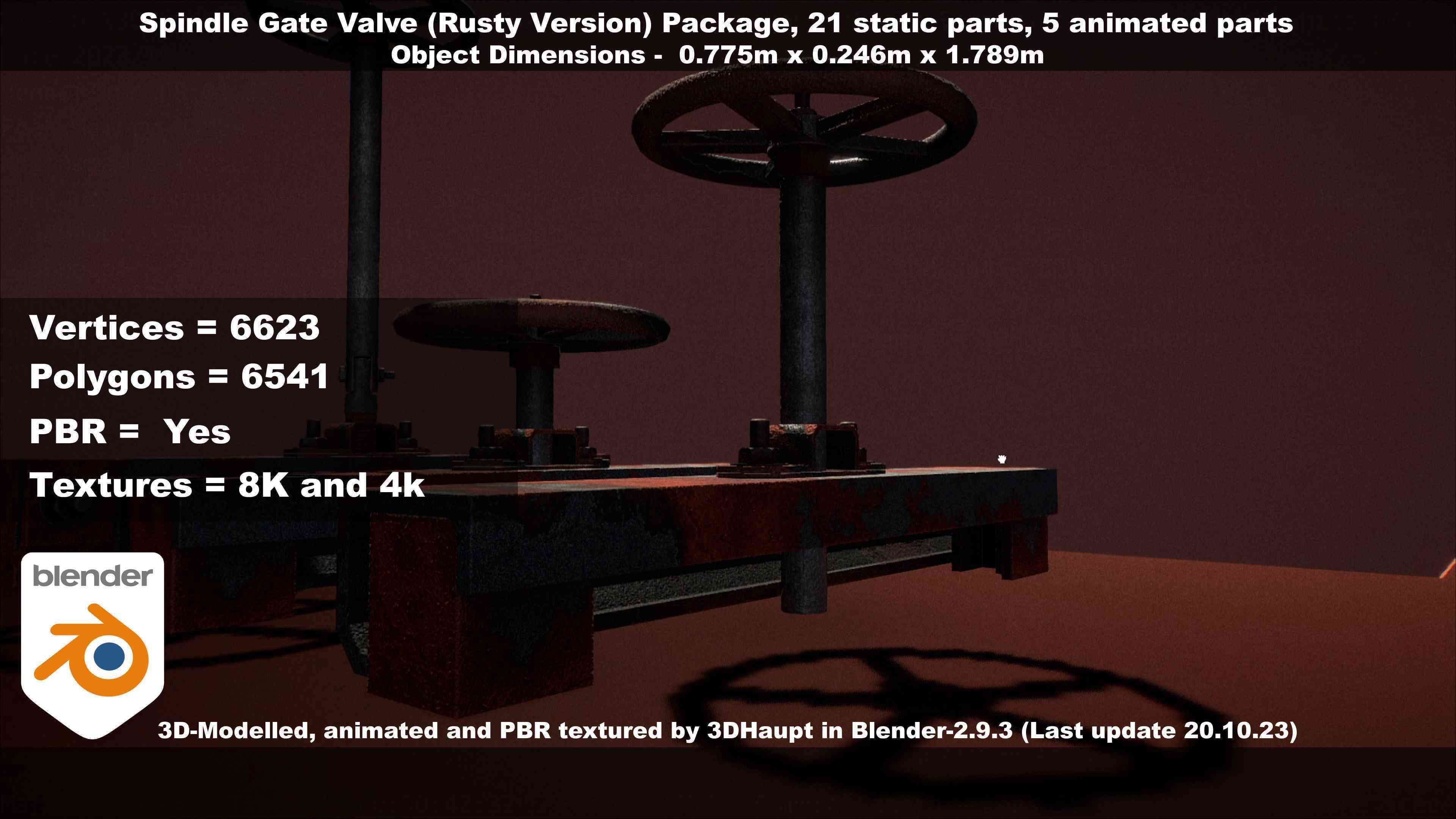 Spindle Gate Valve - Rusty Version - Package Low-poly 3D model_118