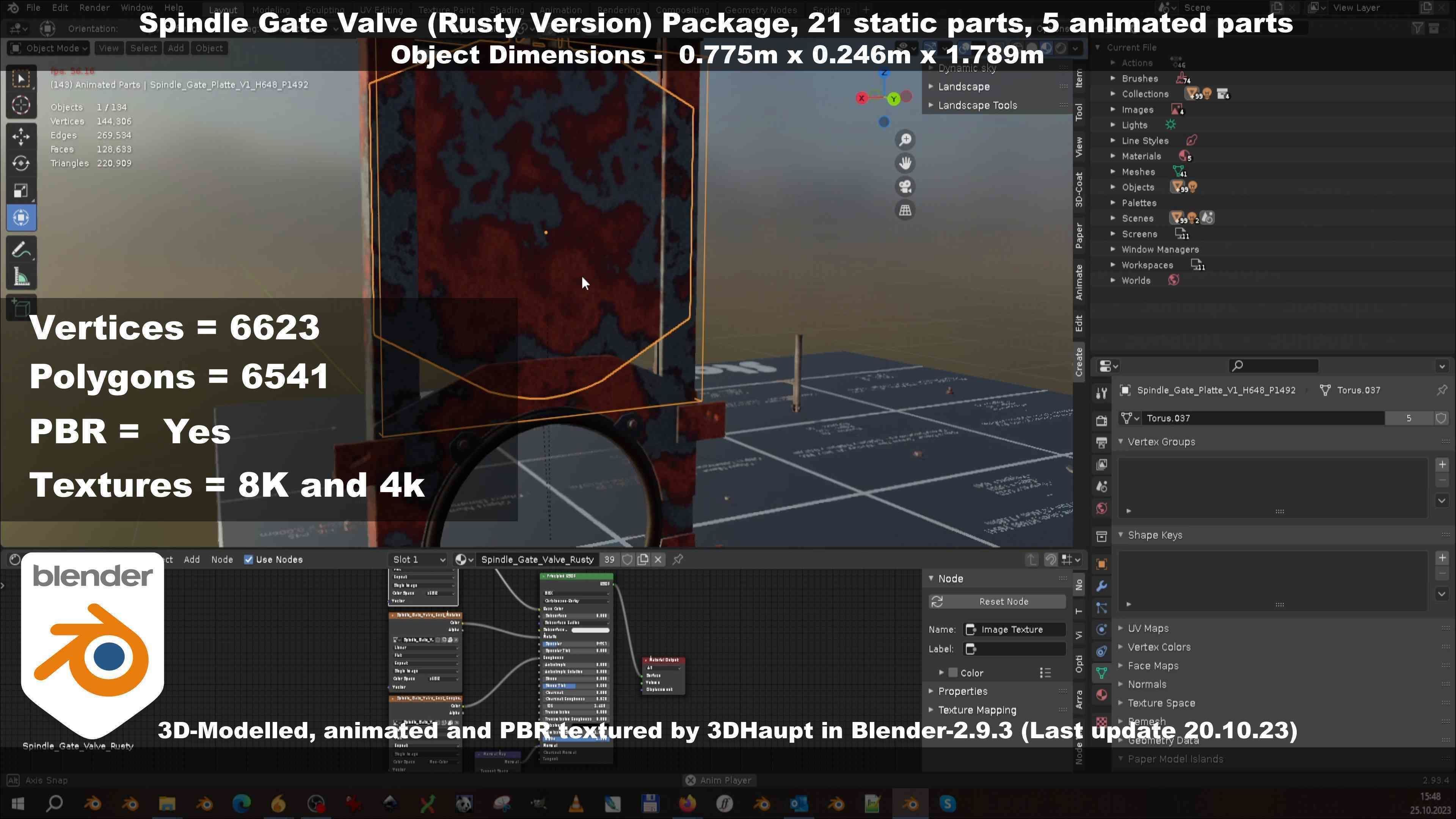 Spindle Gate Valve - Rusty Version - Package Low-poly 3D model_125