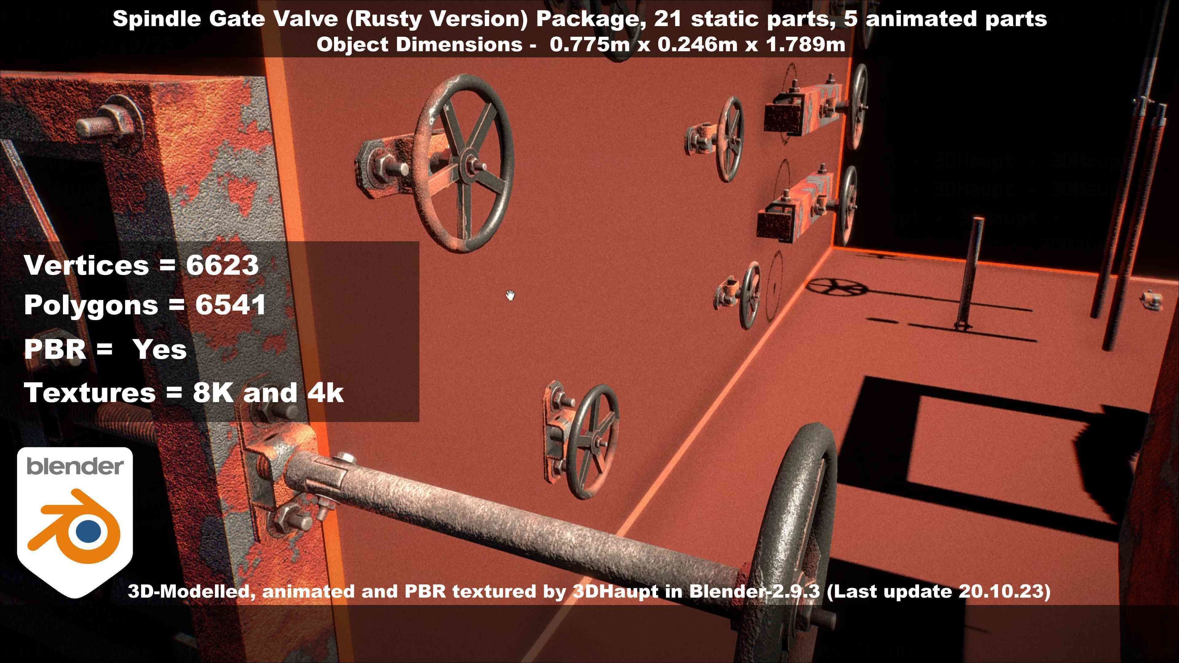 Spindle Gate Valve - Rusty Version - Package Low-poly 3D model_72