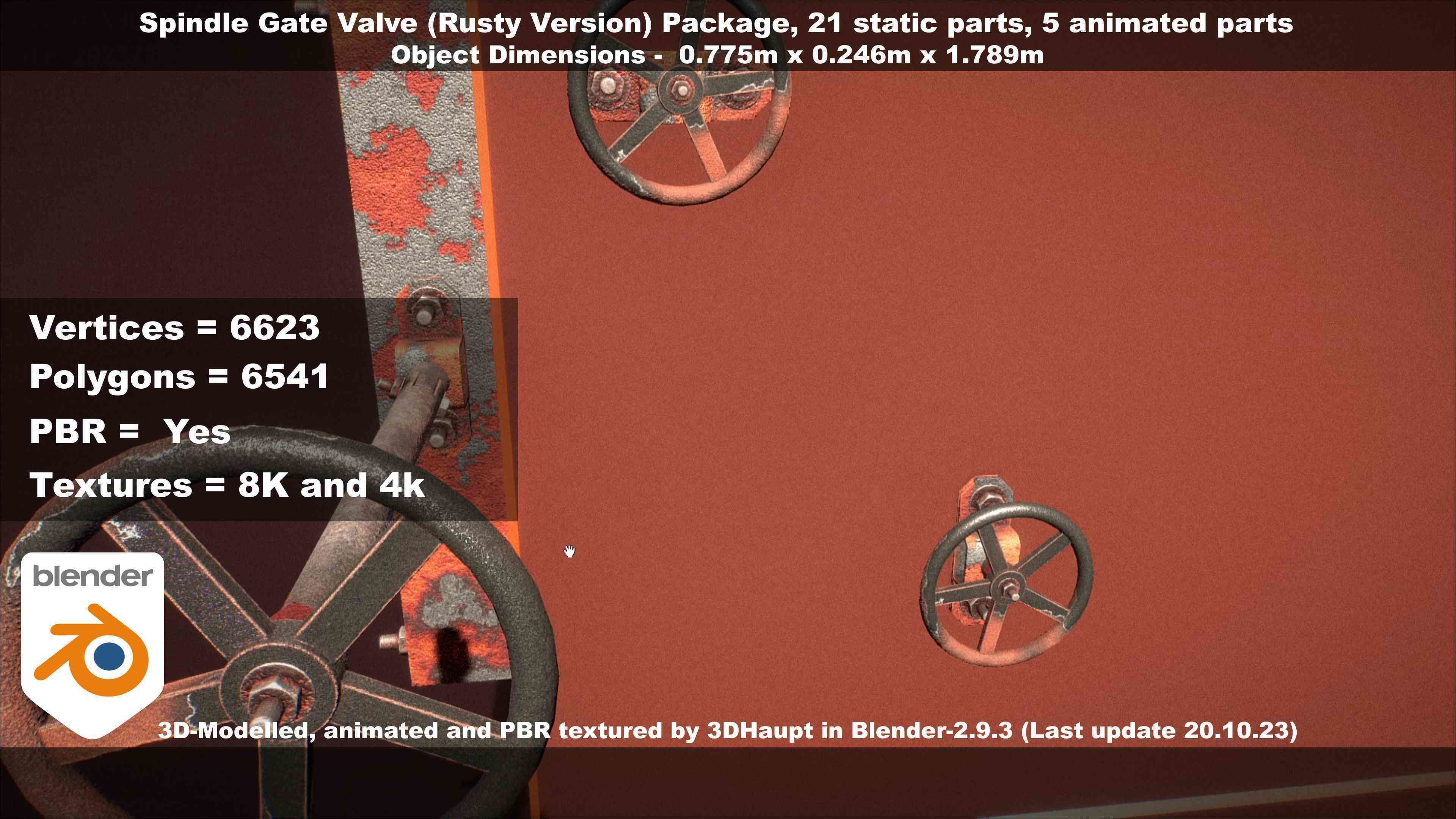 Spindle Gate Valve - Rusty Version - Package Low-poly 3D model_120