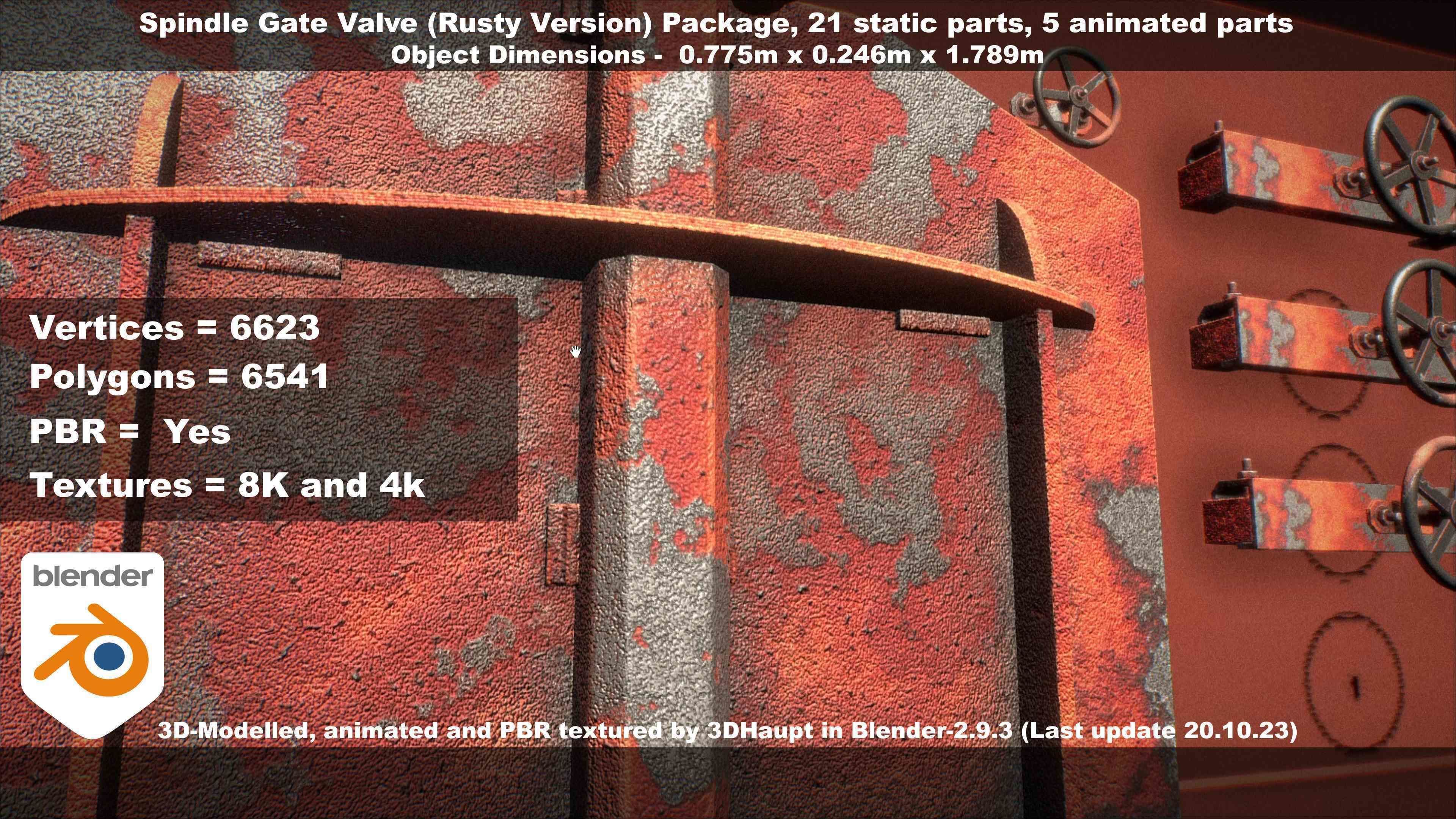 Spindle Gate Valve - Rusty Version - Package Low-poly 3D model_117