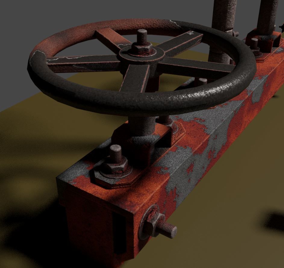 Spindle Gate Valve - Rusty Version - Package Low-poly 3D model_13