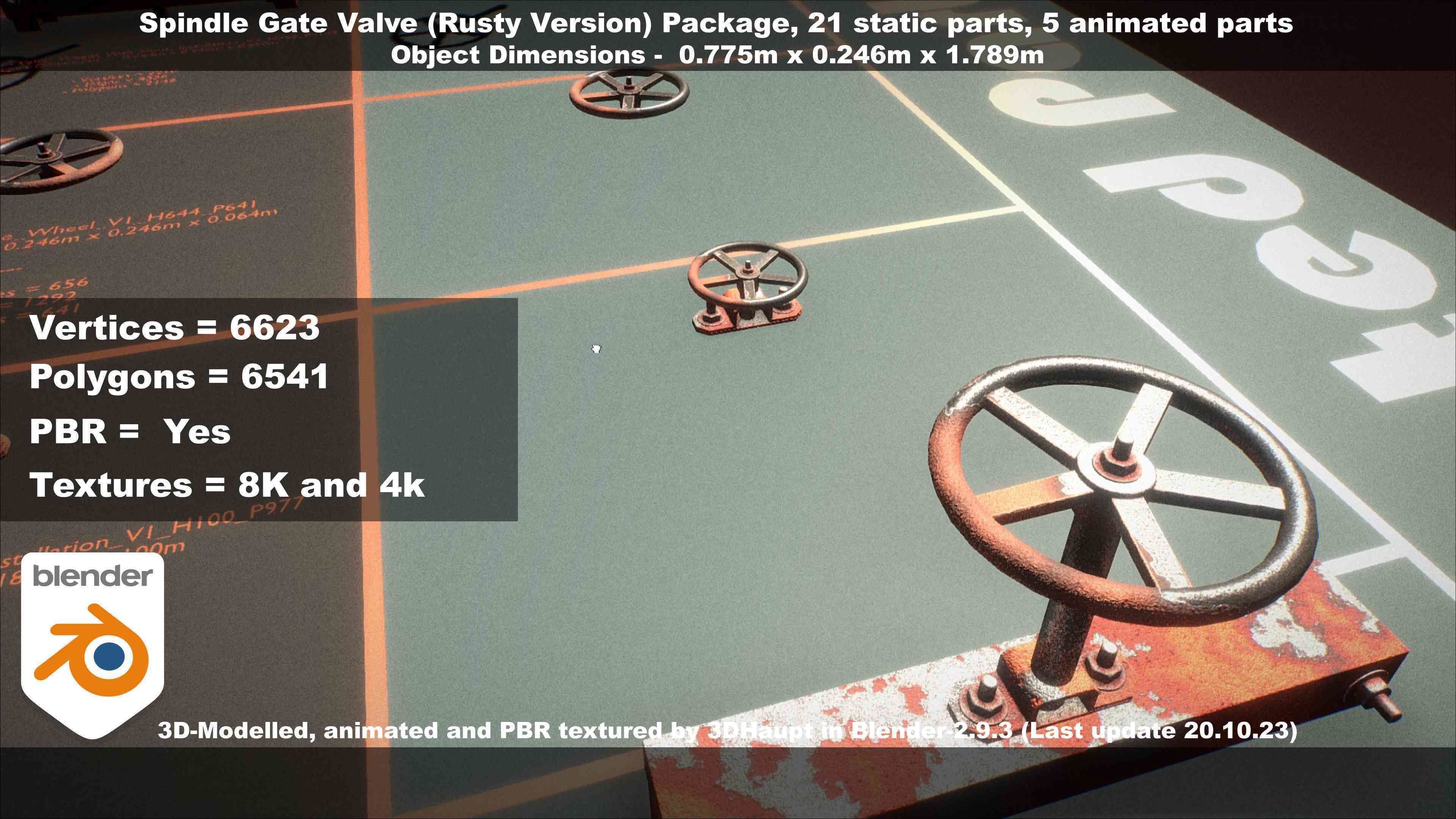 Spindle Gate Valve - Rusty Version - Package Low-poly 3D model_57