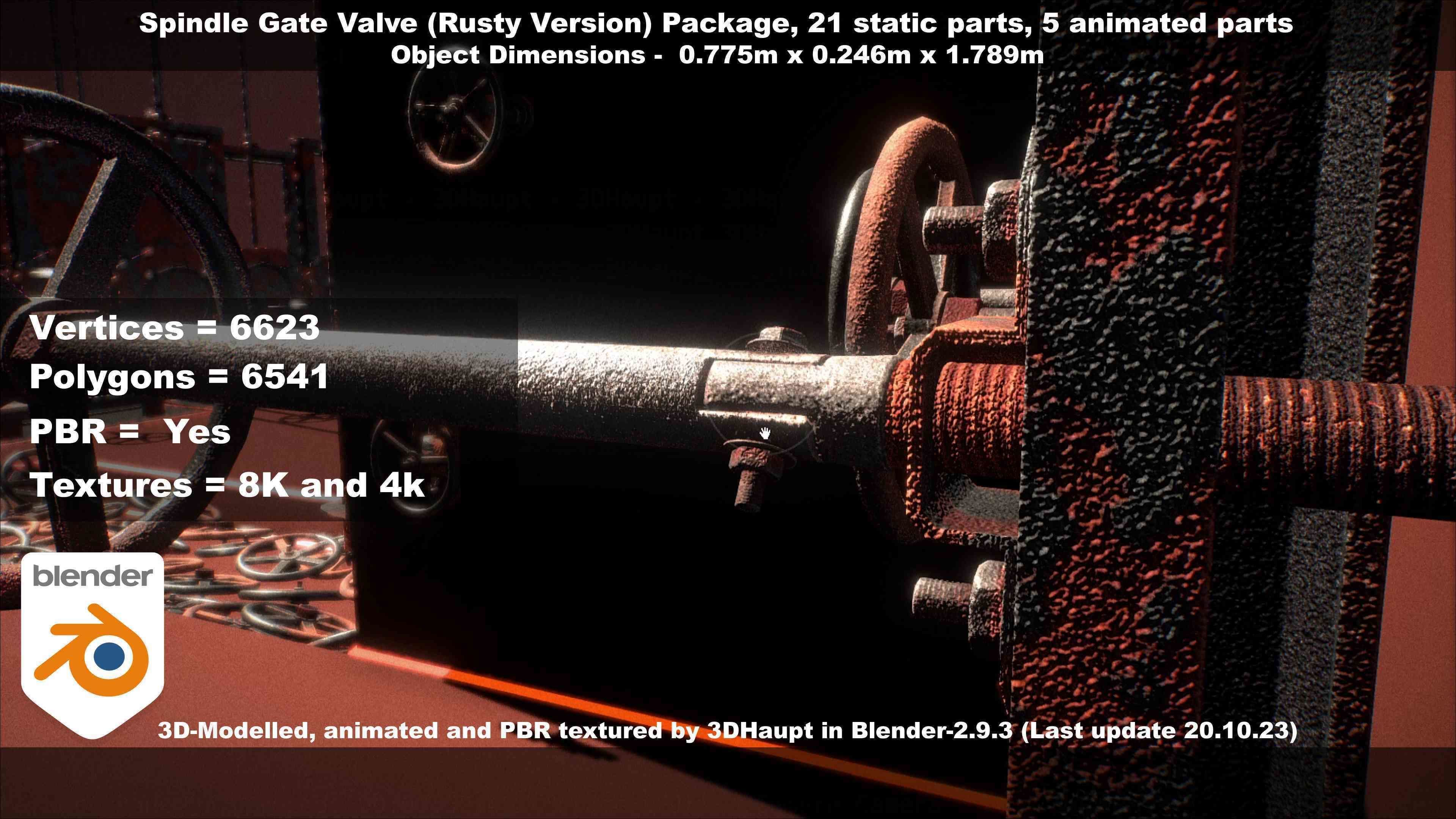 Spindle Gate Valve - Rusty Version - Package Low-poly 3D model_132