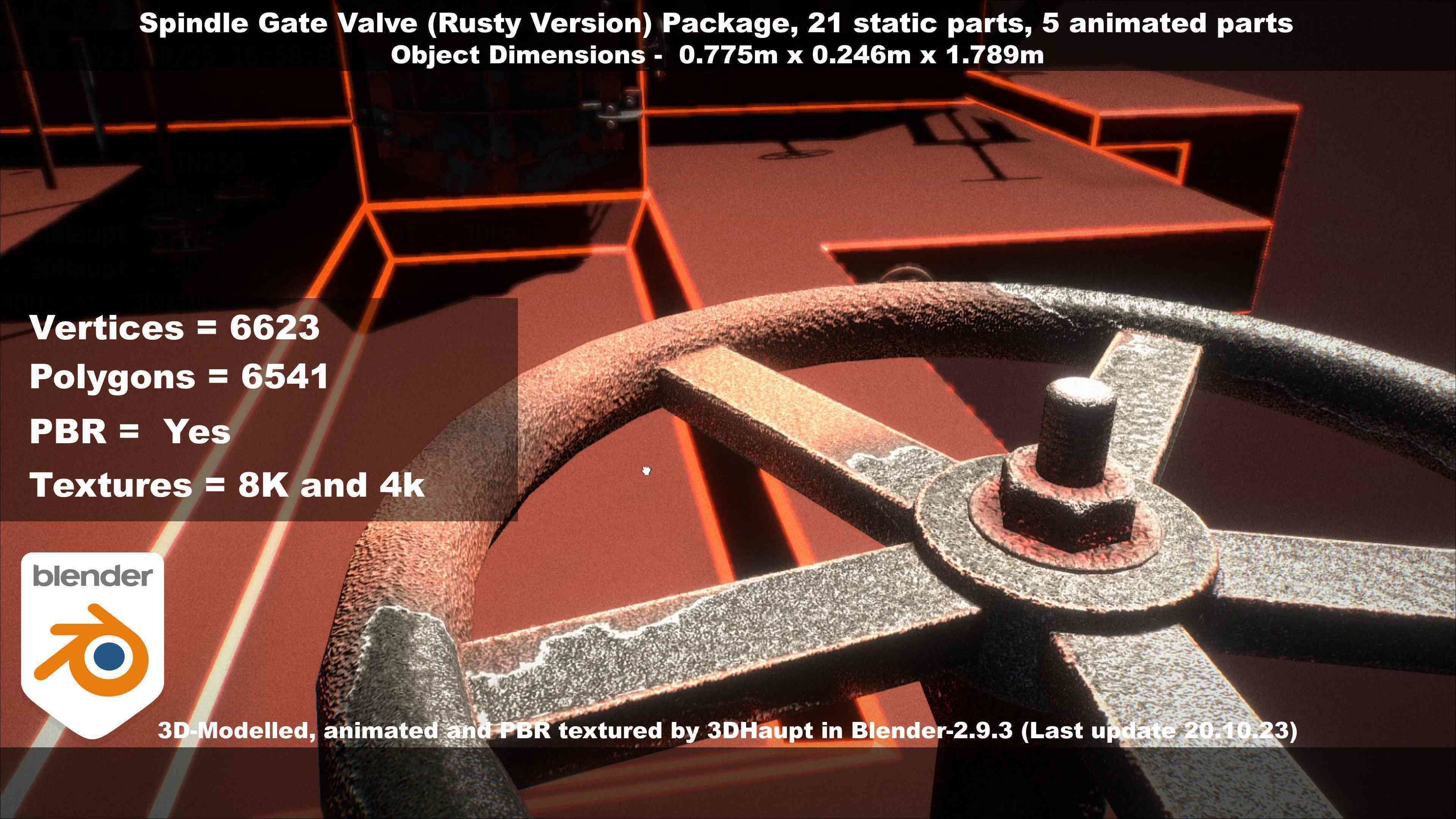 Spindle Gate Valve - Rusty Version - Package Low-poly 3D model_65