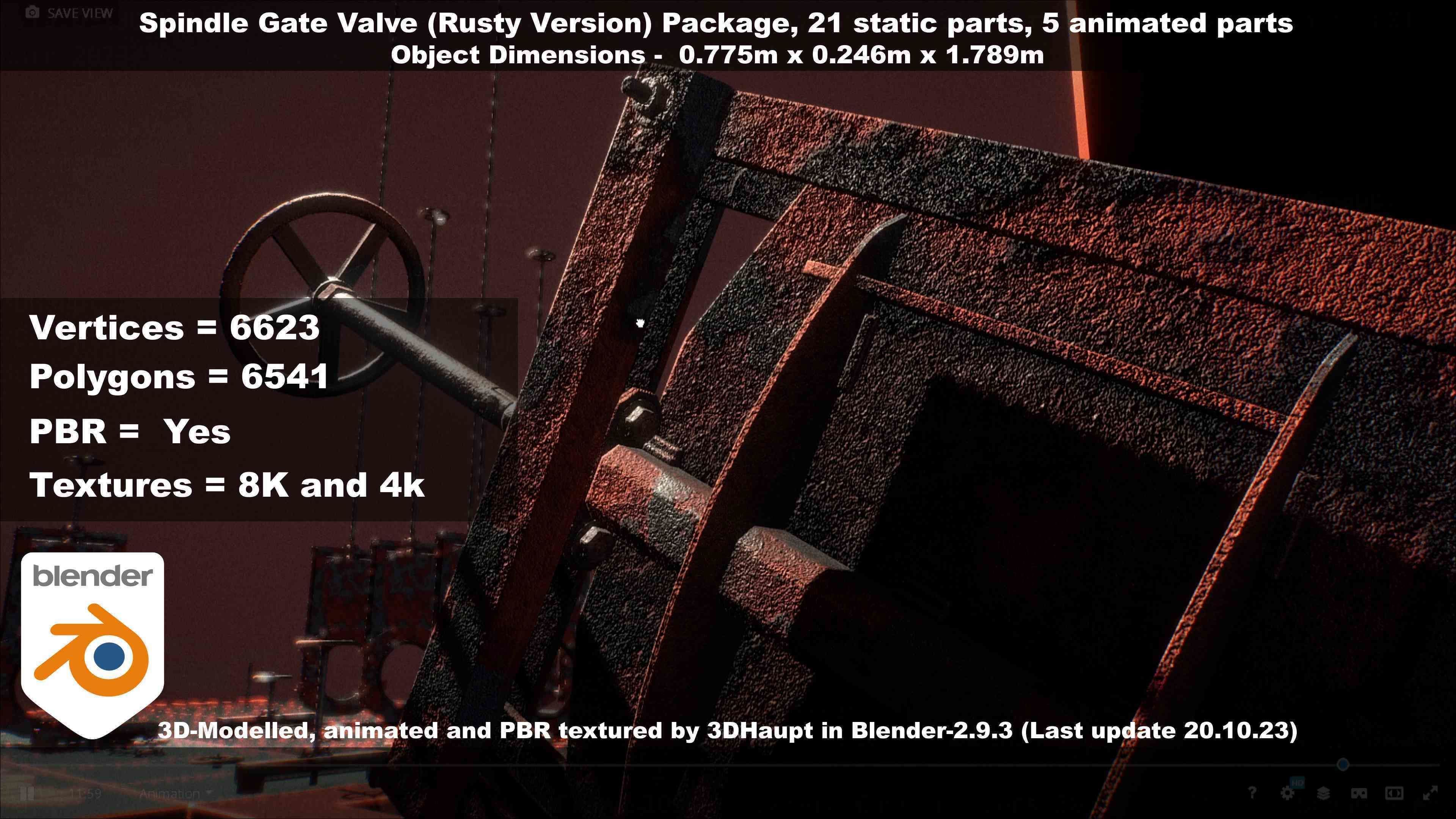 Spindle Gate Valve - Rusty Version - Package Low-poly 3D model_122