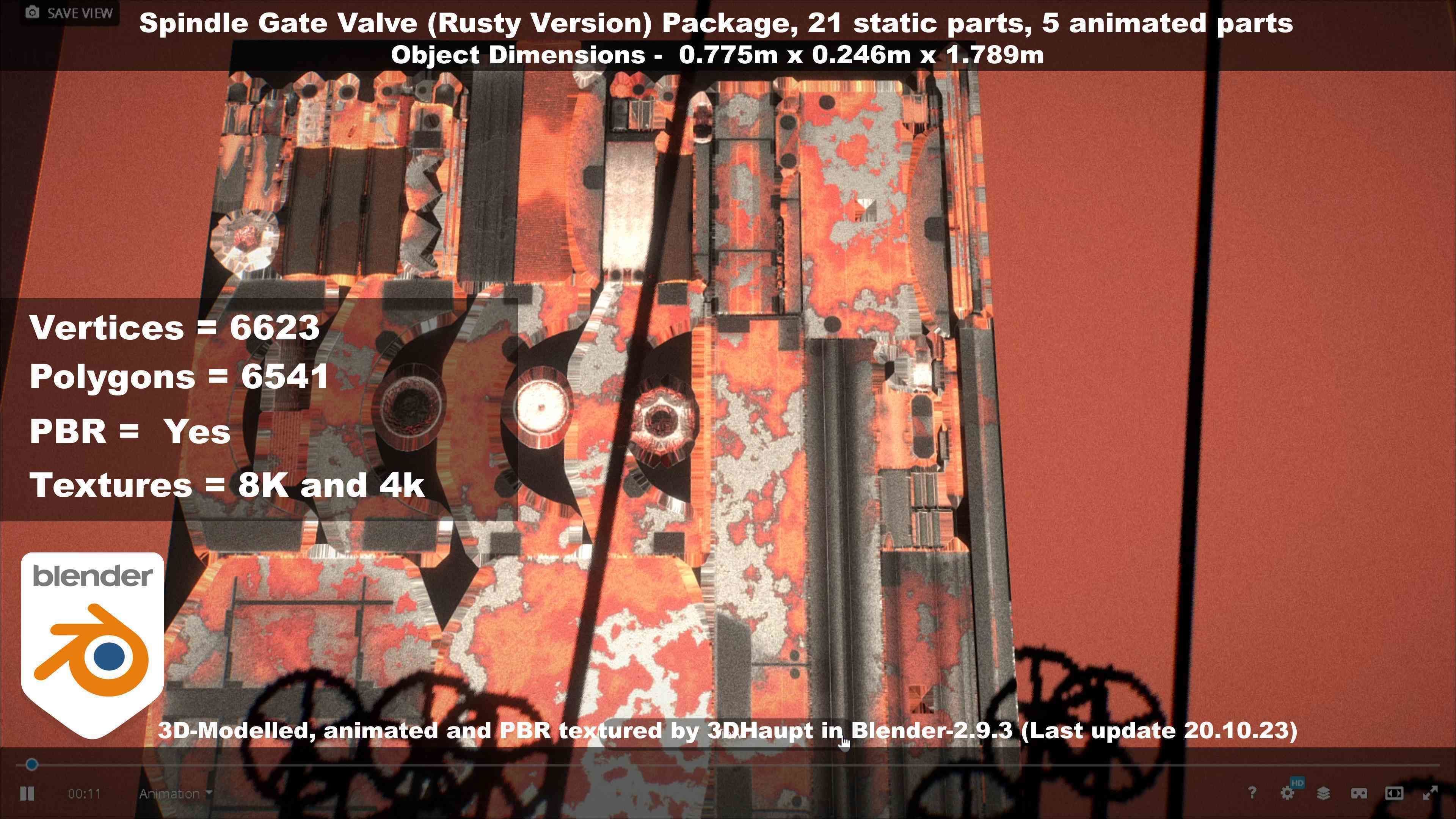 Spindle Gate Valve - Rusty Version - Package Low-poly 3D model_87