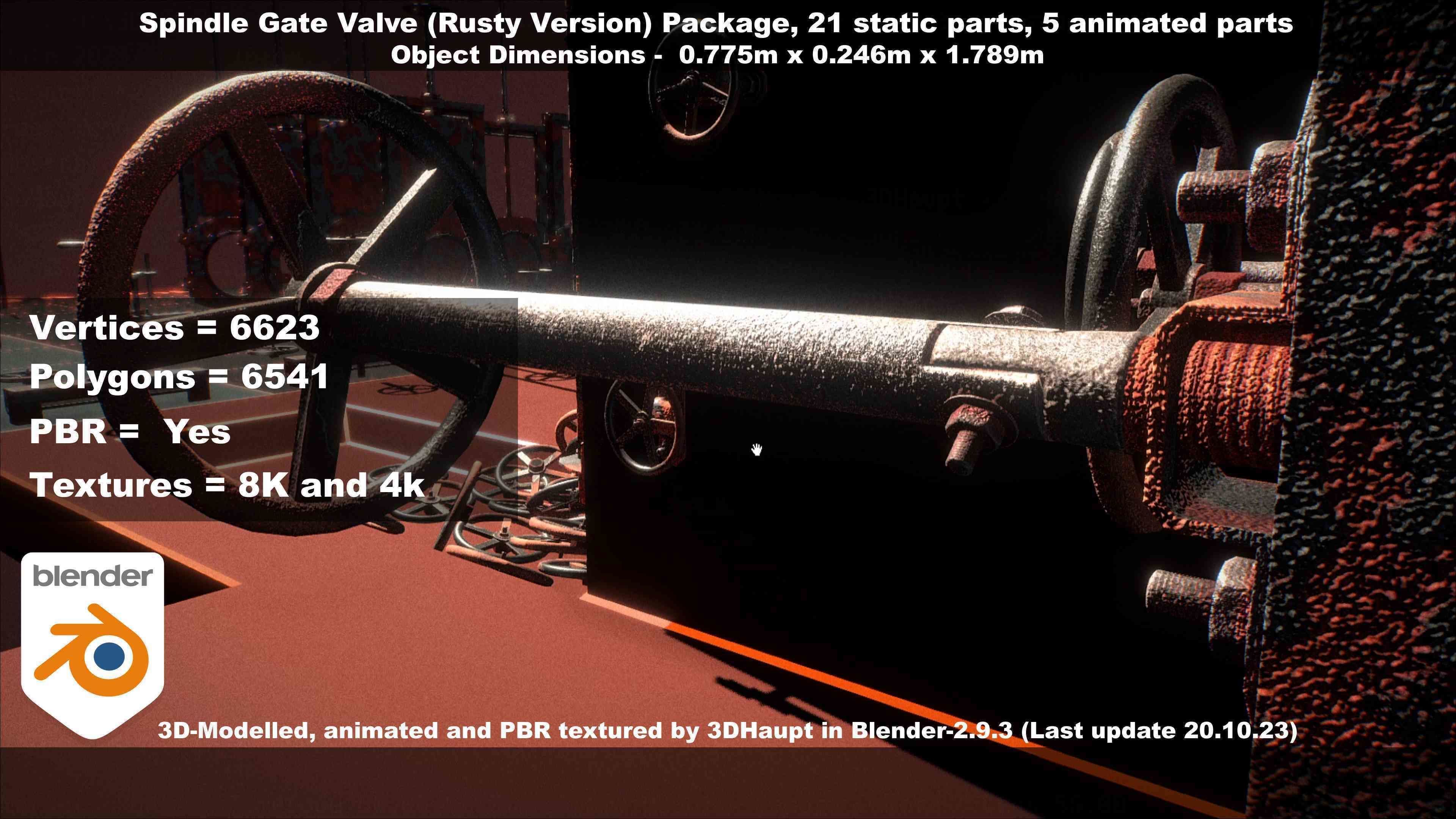 Spindle Gate Valve - Rusty Version - Package Low-poly 3D model_85