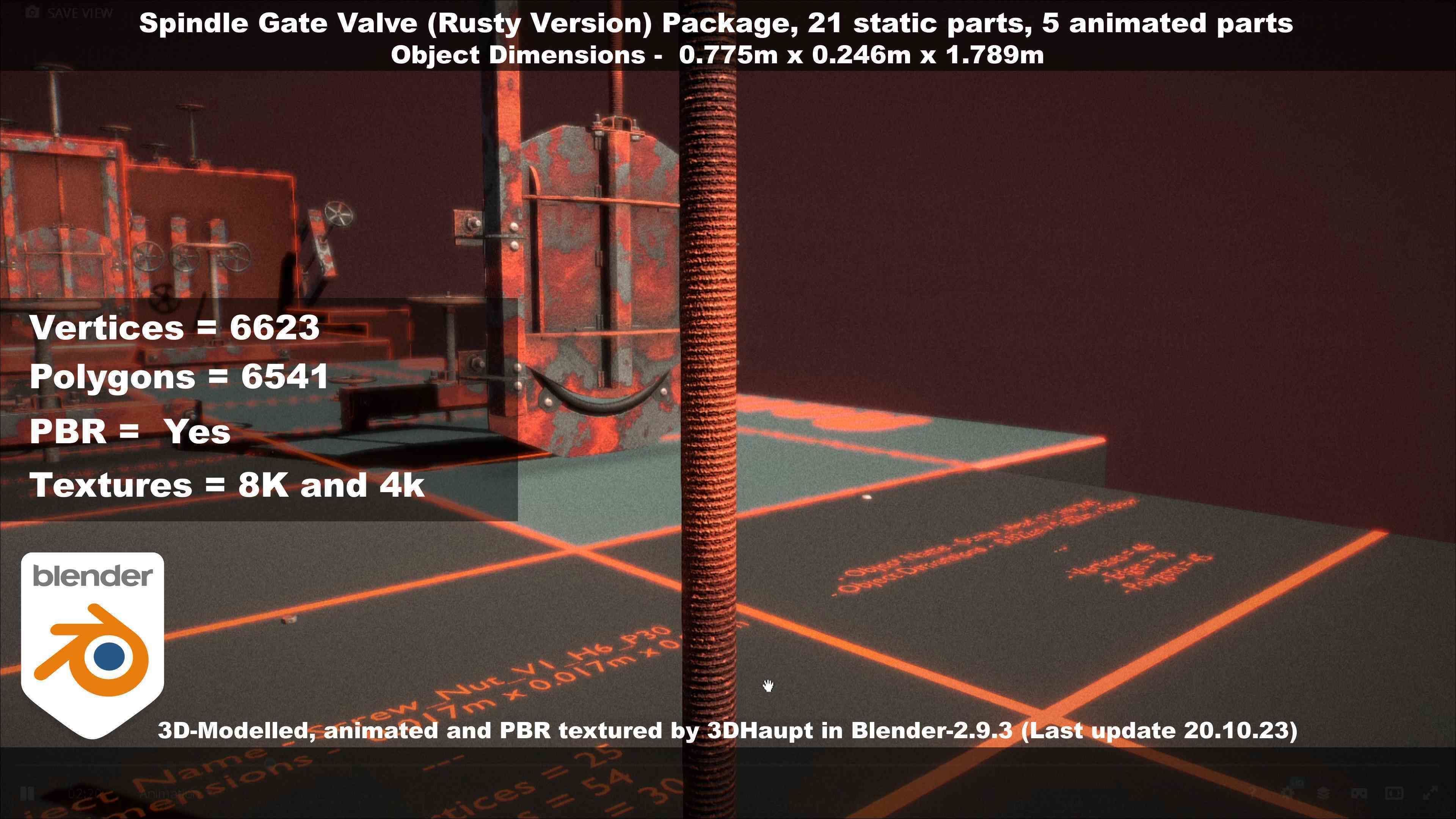 Spindle Gate Valve - Rusty Version - Package Low-poly 3D model_71