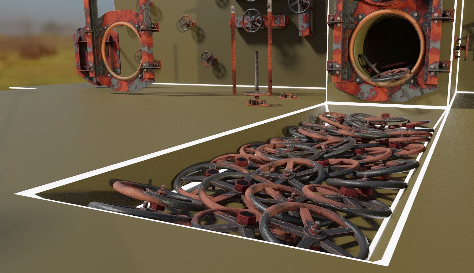 Spindle Gate Valve - Rusty Version - Package Low-poly 3D model_38