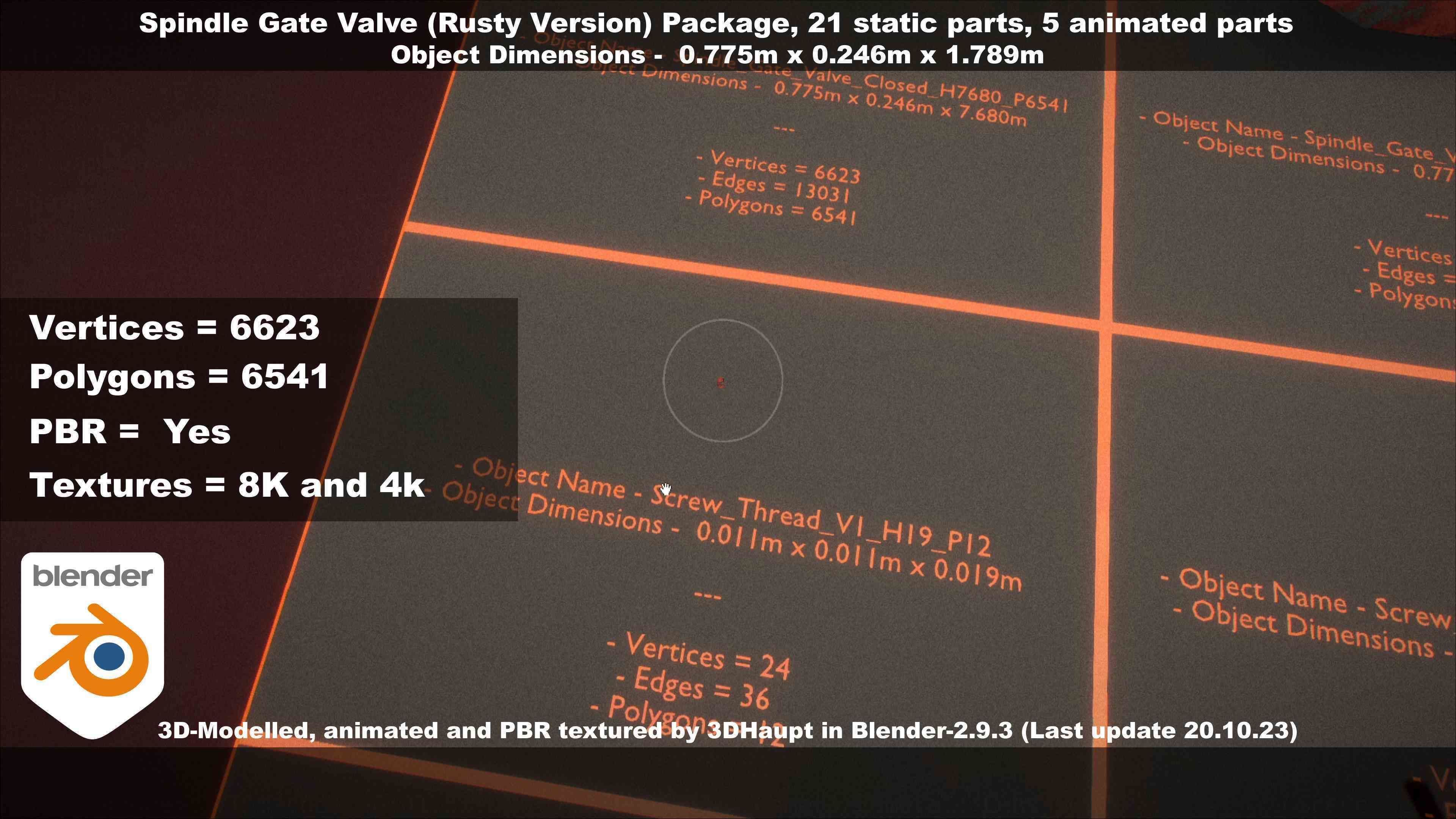 Spindle Gate Valve - Rusty Version - Package Low-poly 3D model_105