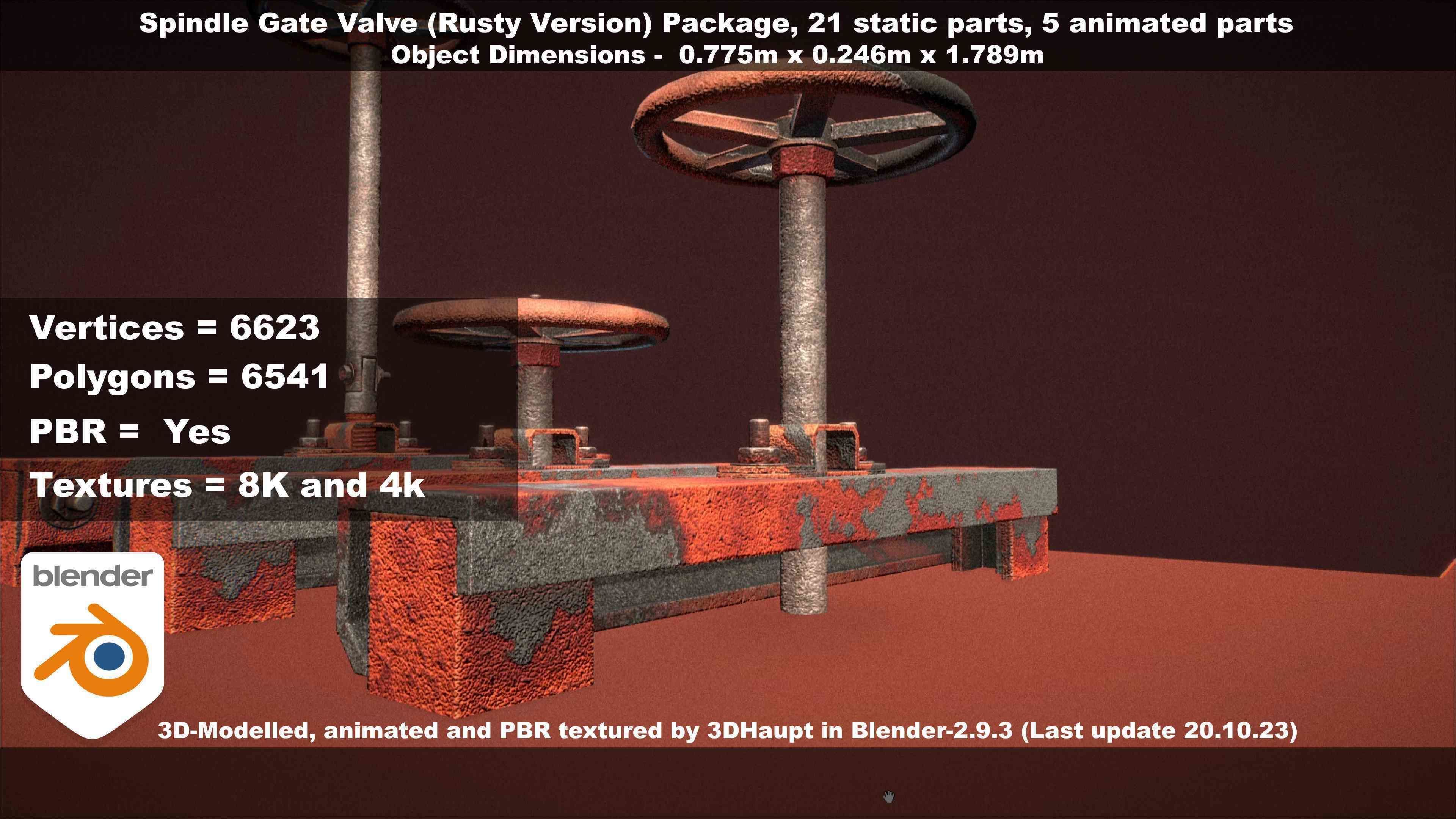 Spindle Gate Valve - Rusty Version - Package Low-poly 3D model_83