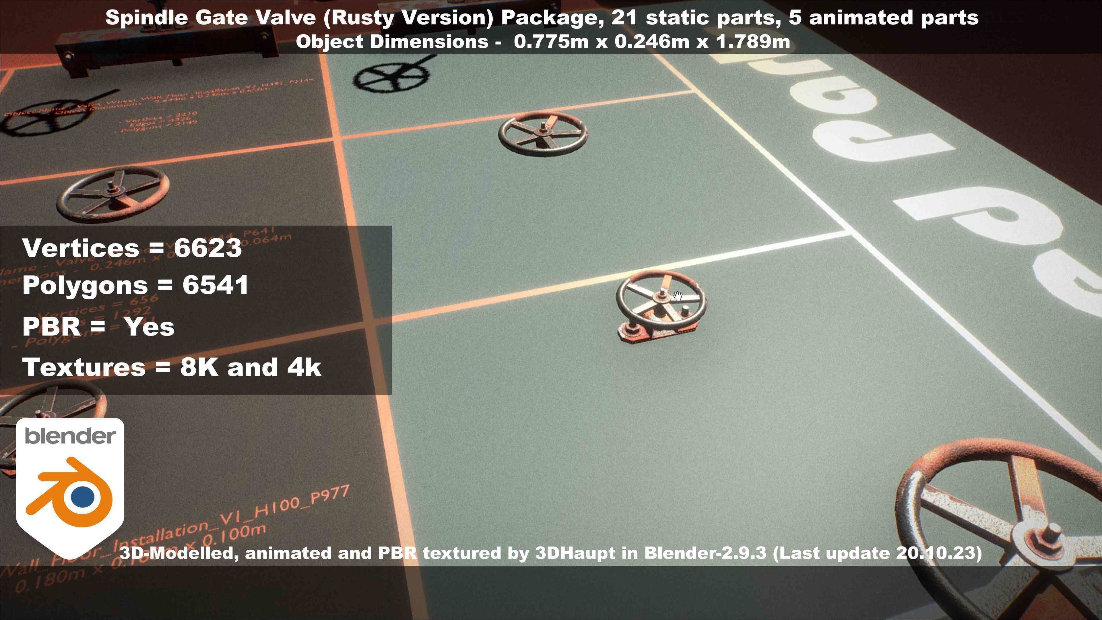 Spindle Gate Valve - Rusty Version - Package Low-poly 3D model_109