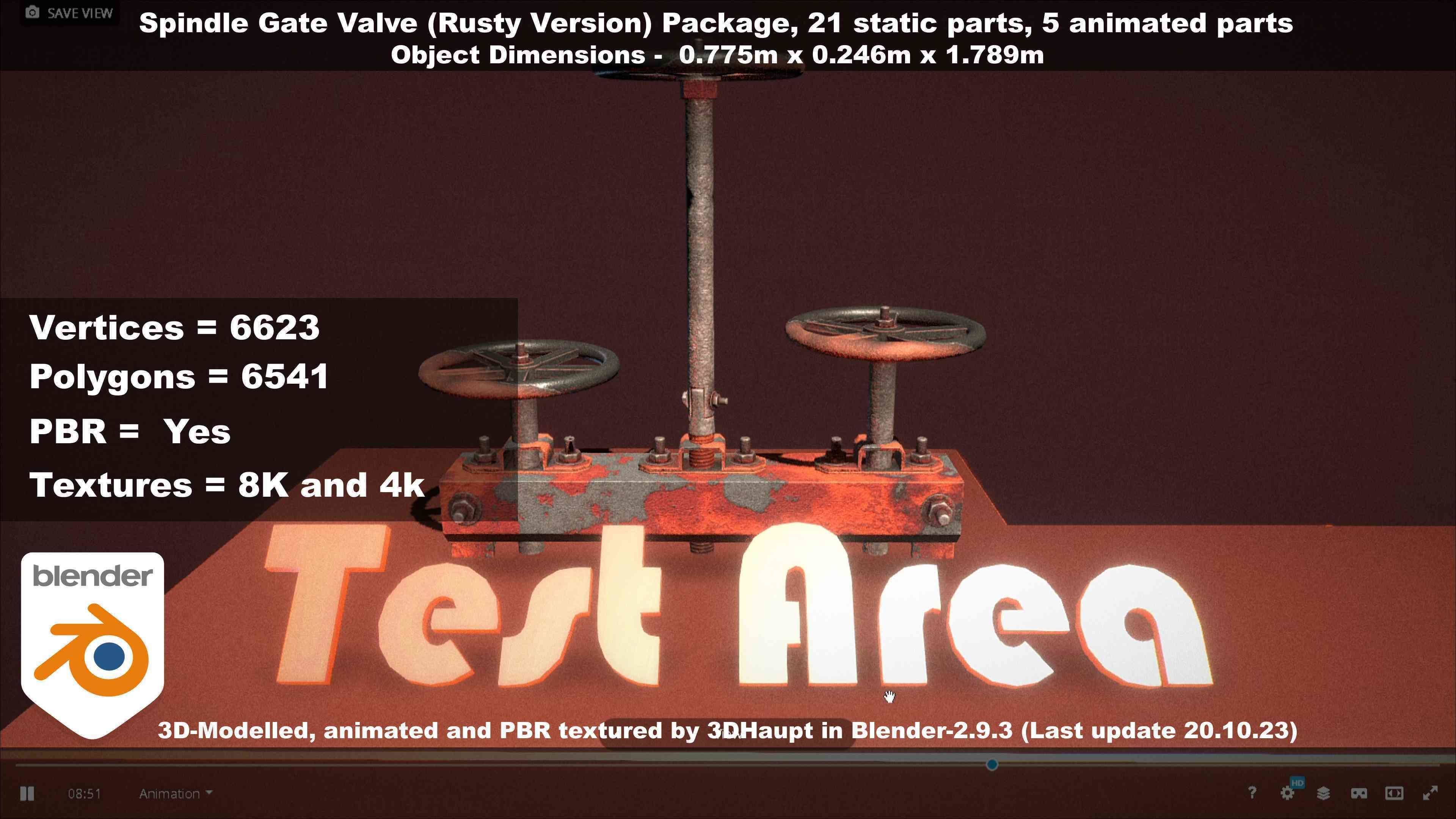 Spindle Gate Valve - Rusty Version - Package Low-poly 3D model_90