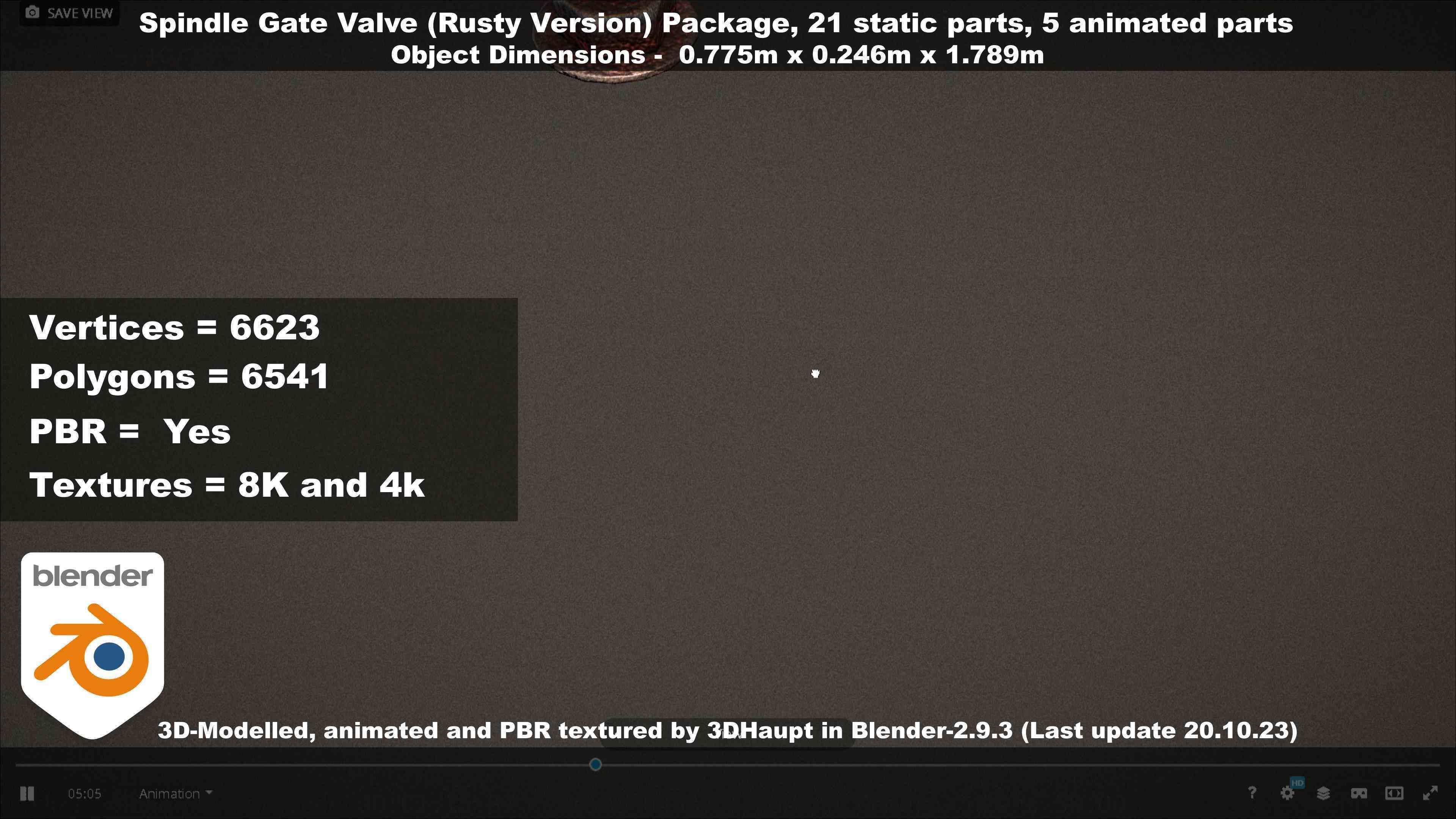 Spindle Gate Valve - Rusty Version - Package Low-poly 3D model_97