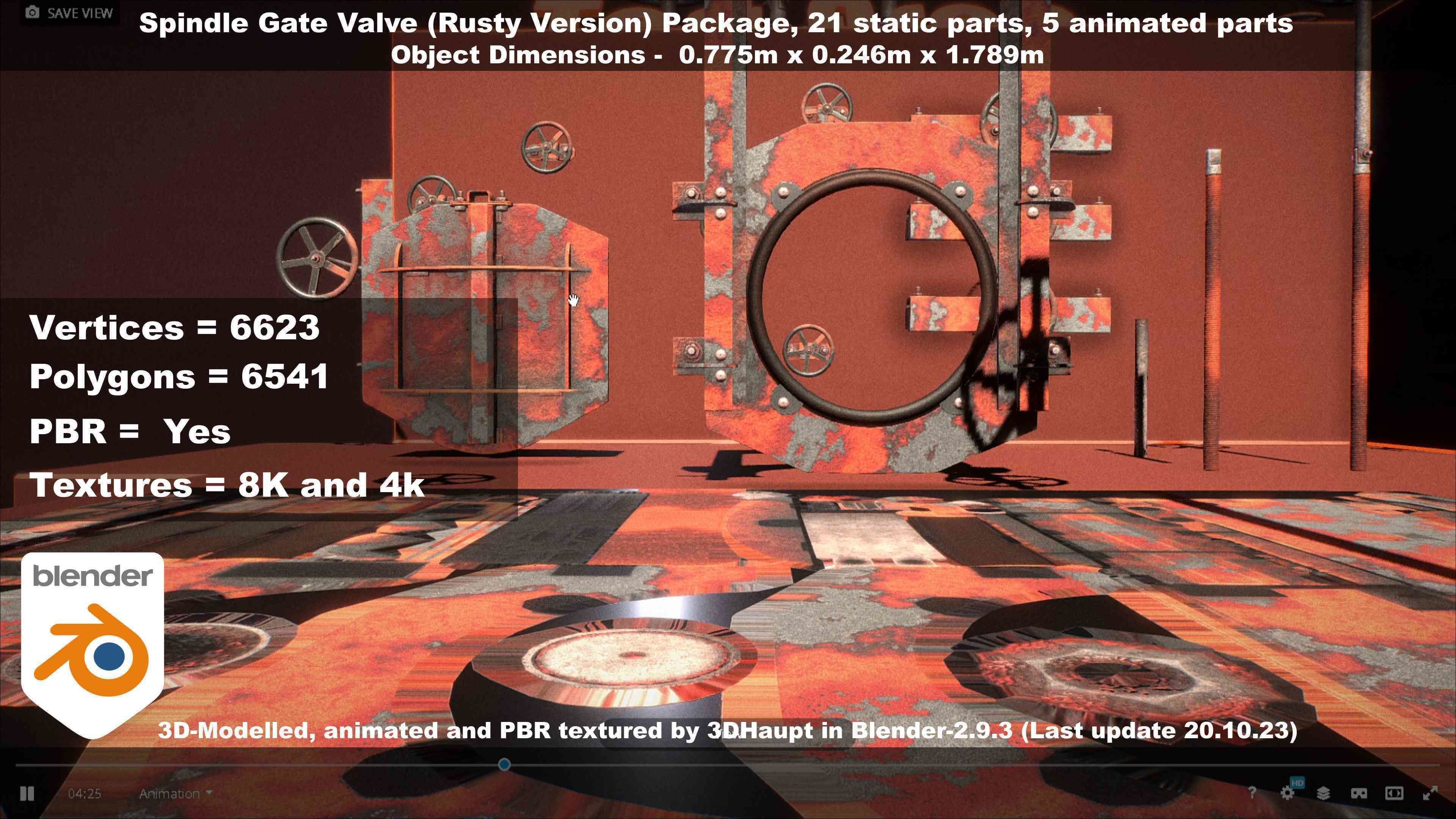 Spindle Gate Valve - Rusty Version - Package Low-poly 3D model_116