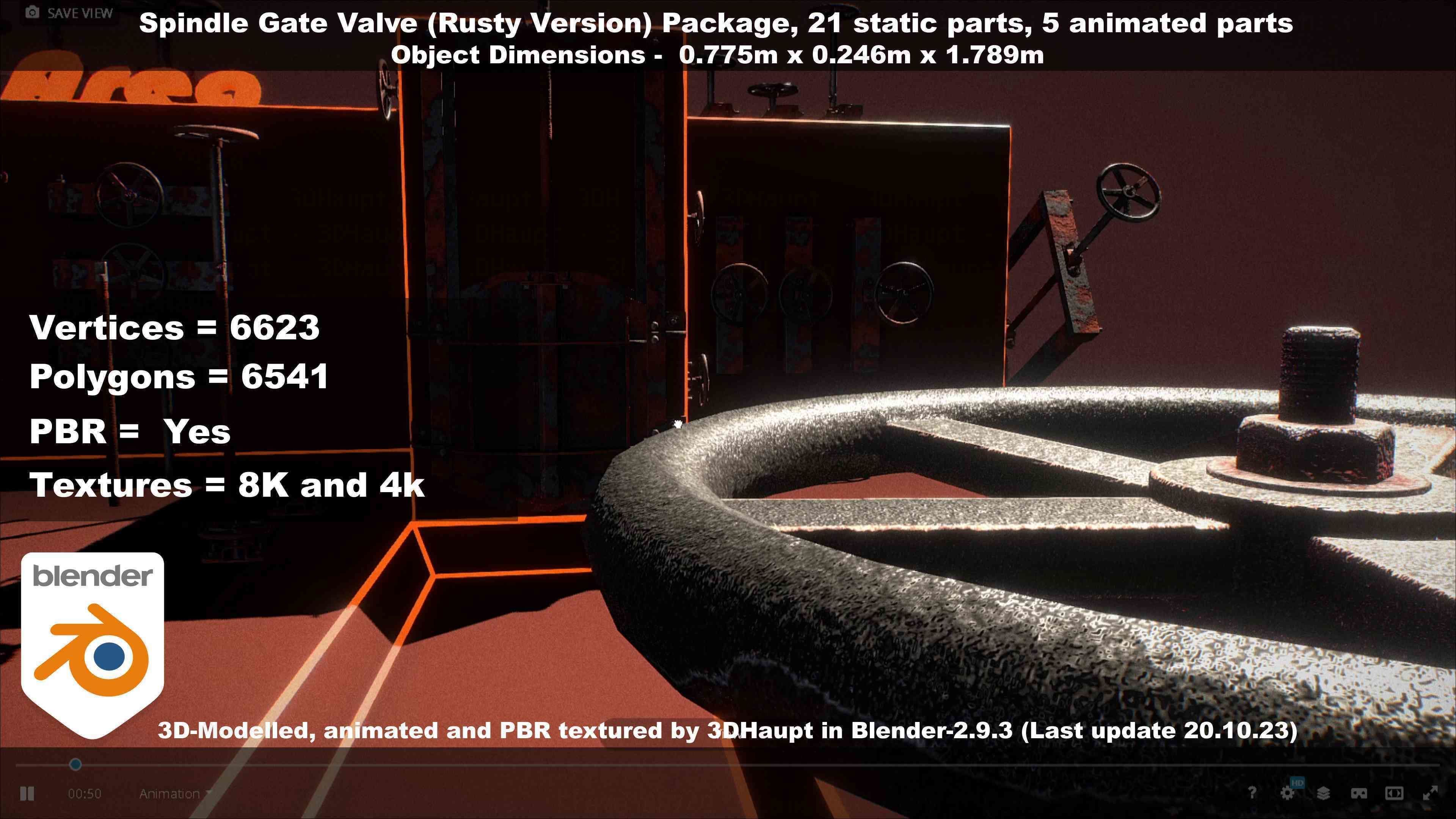 Spindle Gate Valve - Rusty Version - Package Low-poly 3D model_113
