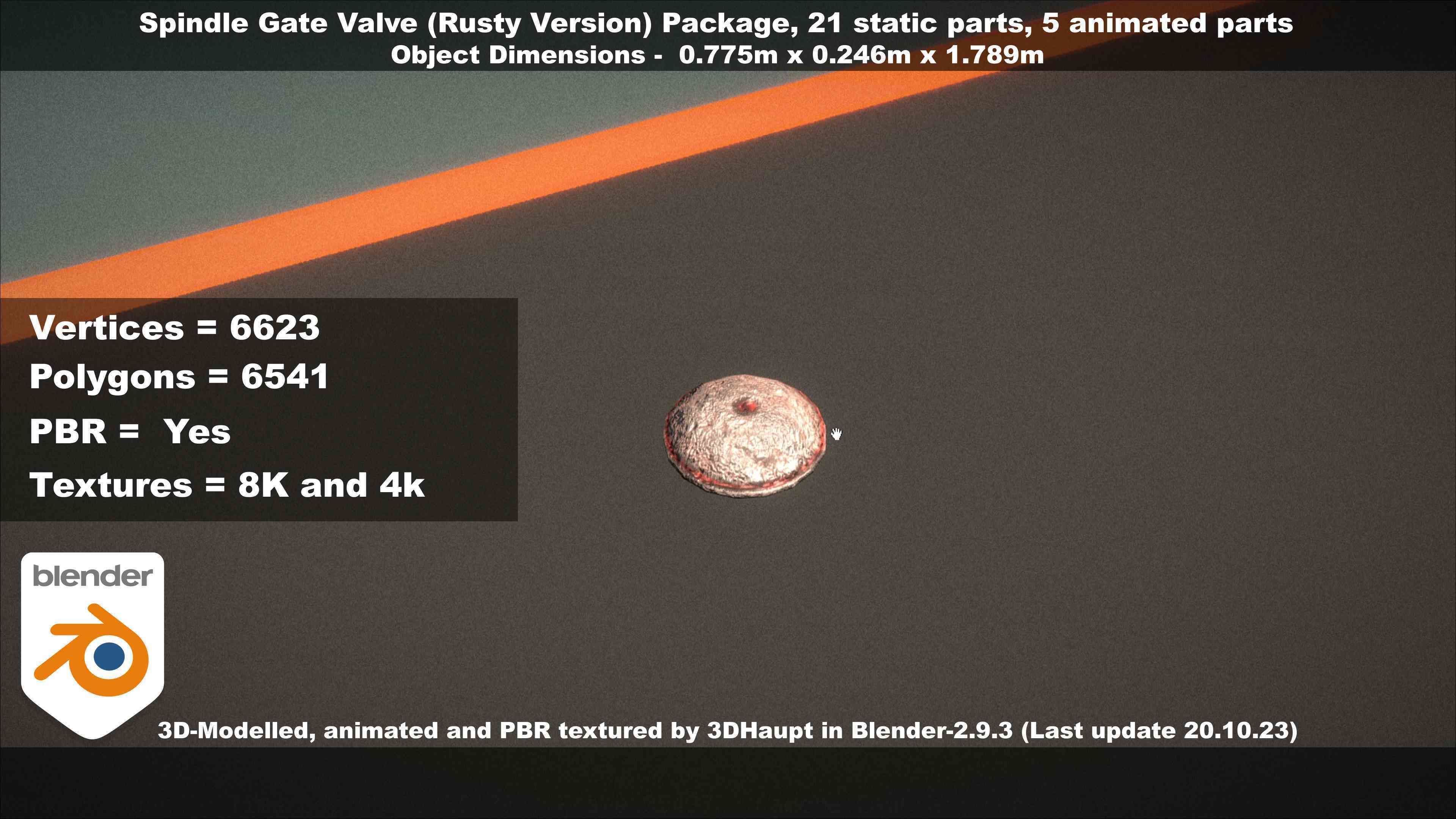 Spindle Gate Valve - Rusty Version - Package Low-poly 3D model_91