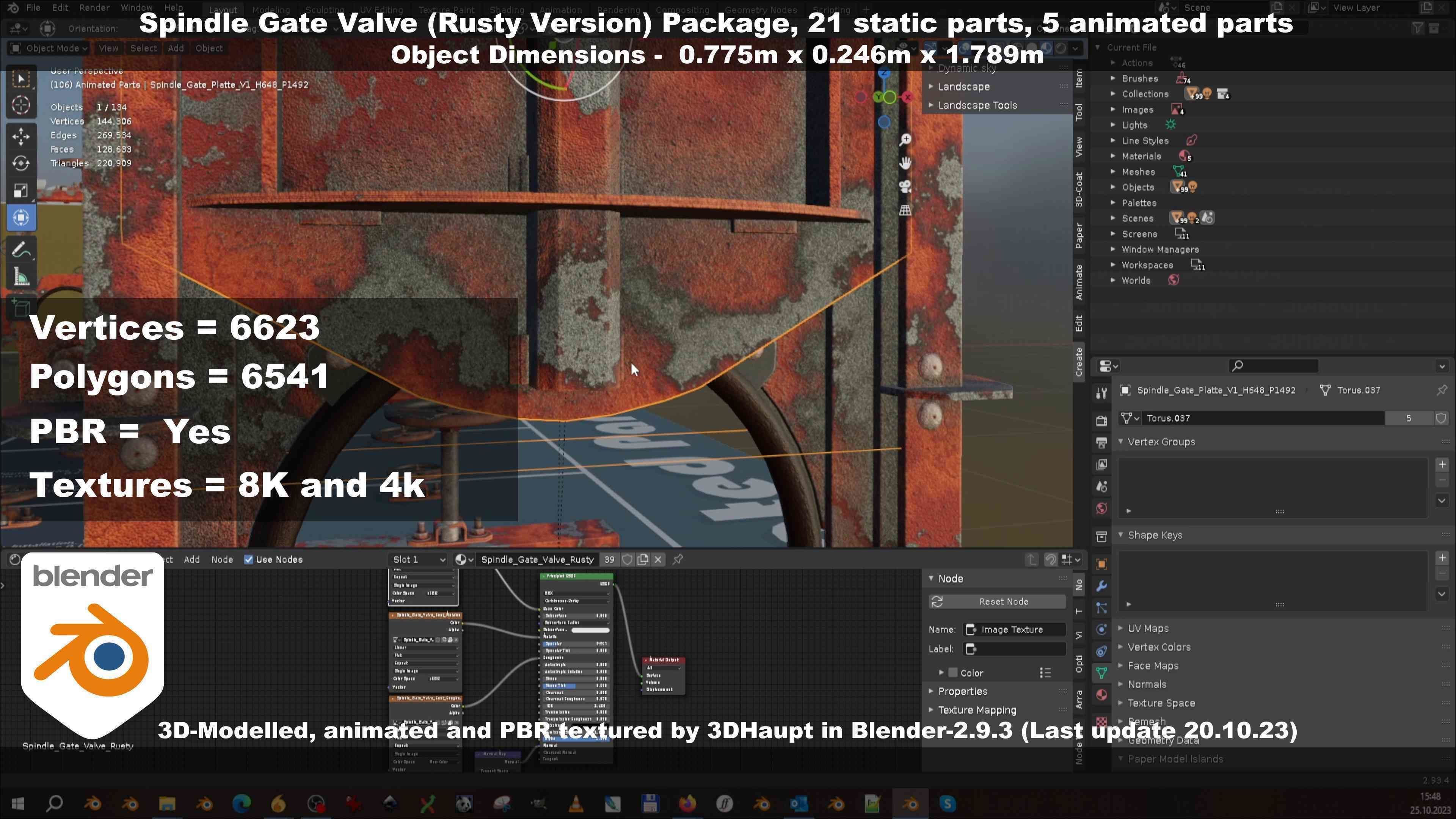 Spindle Gate Valve - Rusty Version - Package Low-poly 3D model_124