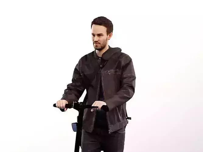 Fabio 13070 - Casual Man Riding Escooter Low-poly 3D model