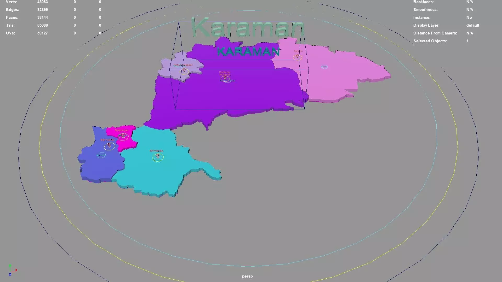 Karaman Central Anatolia Region Turkey map region geography 3D model