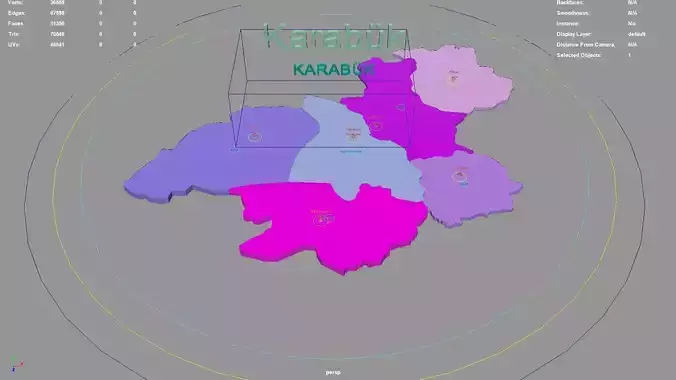 Karabuk  Black Sea Region  Turkey map region geography political 3D model