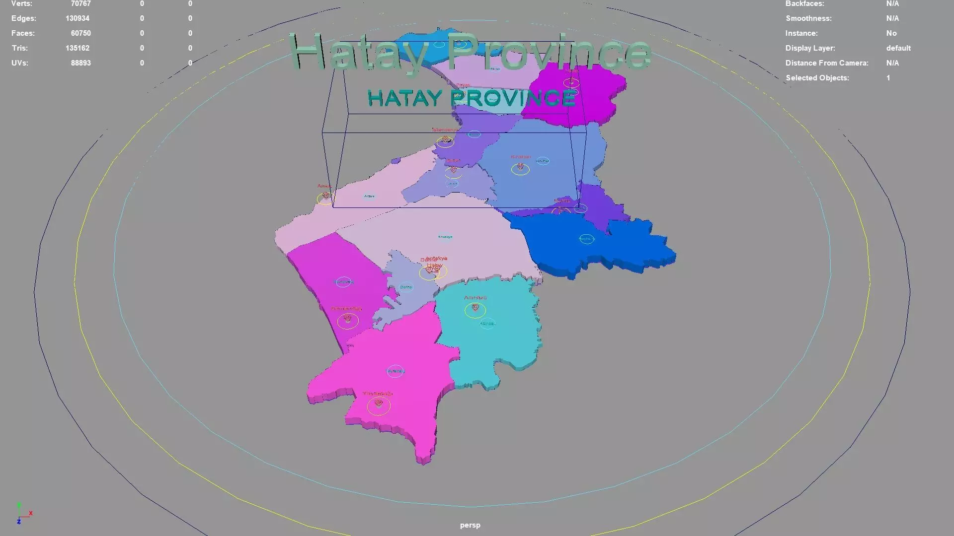 Hatay Province Mediterranean Region Turkey map region 3D model